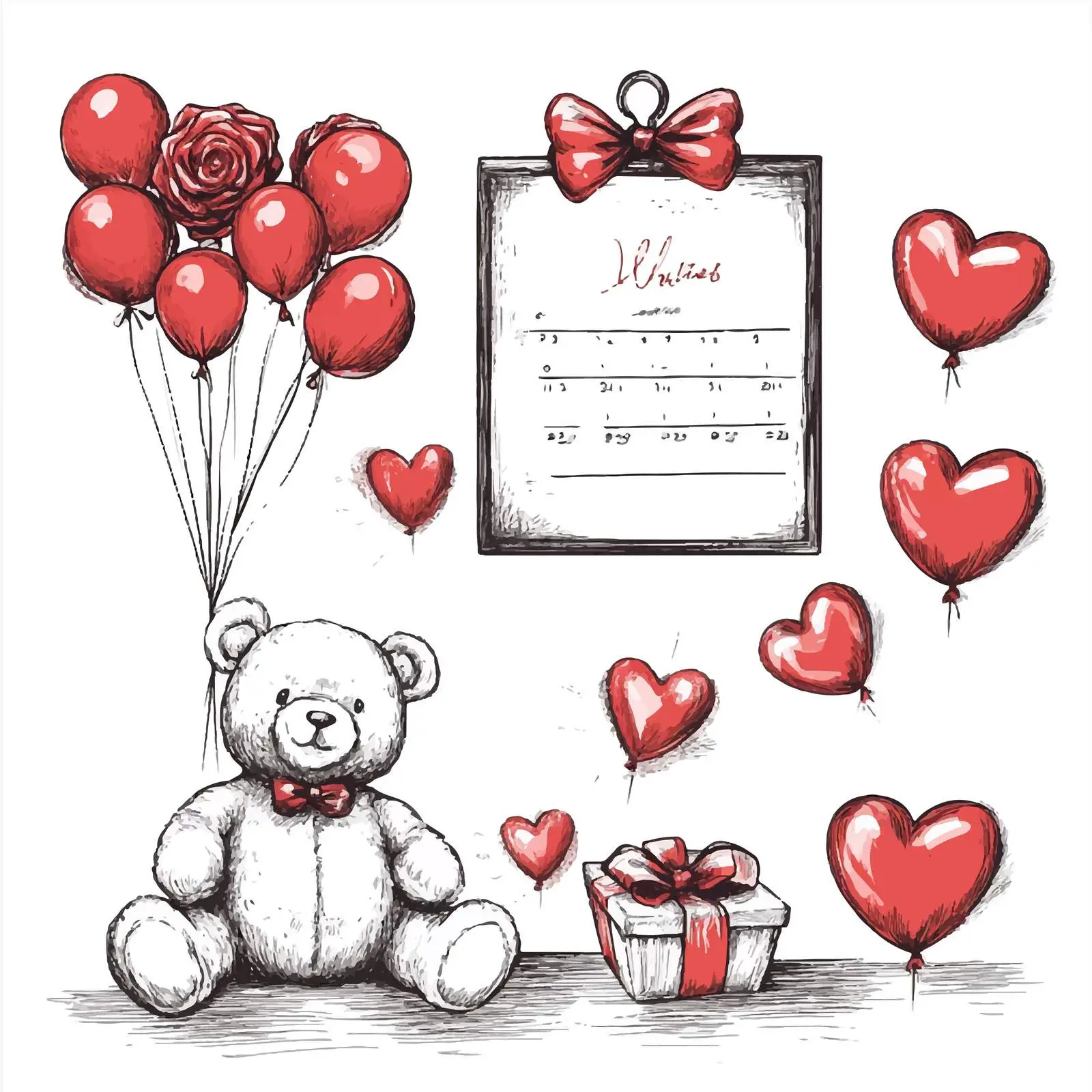 Hand-Drawn Valentine's Day Sketch Attributes – free cupid image from Dotvec