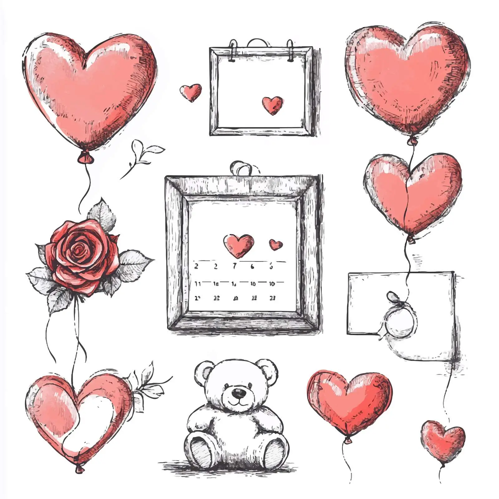 Hand-Drawn Valentine's Day Sketch Collection – free cupid image from Dotvec