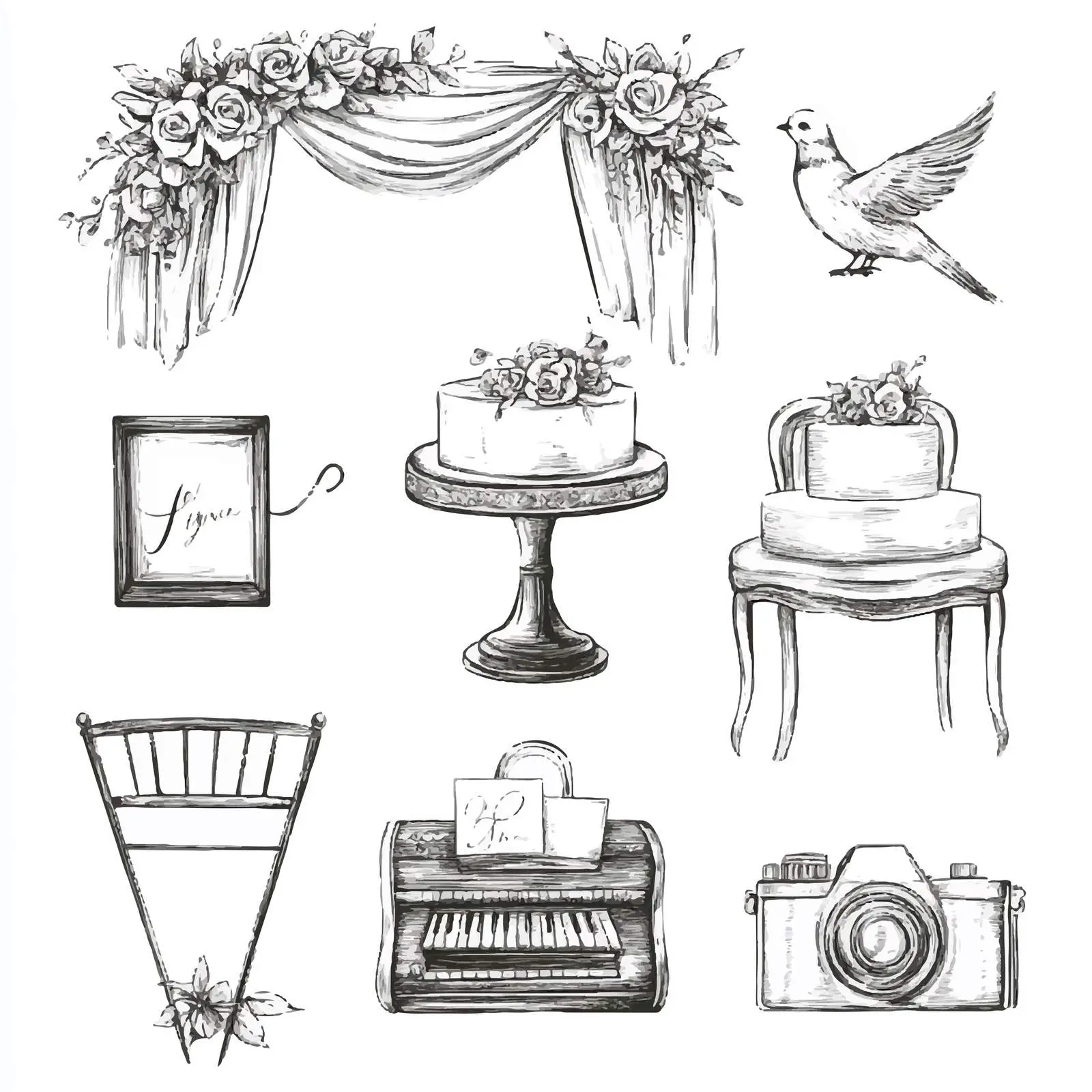 Hand-Drawn Wedding Boutonniere Sketch Set — free download from Dotvec