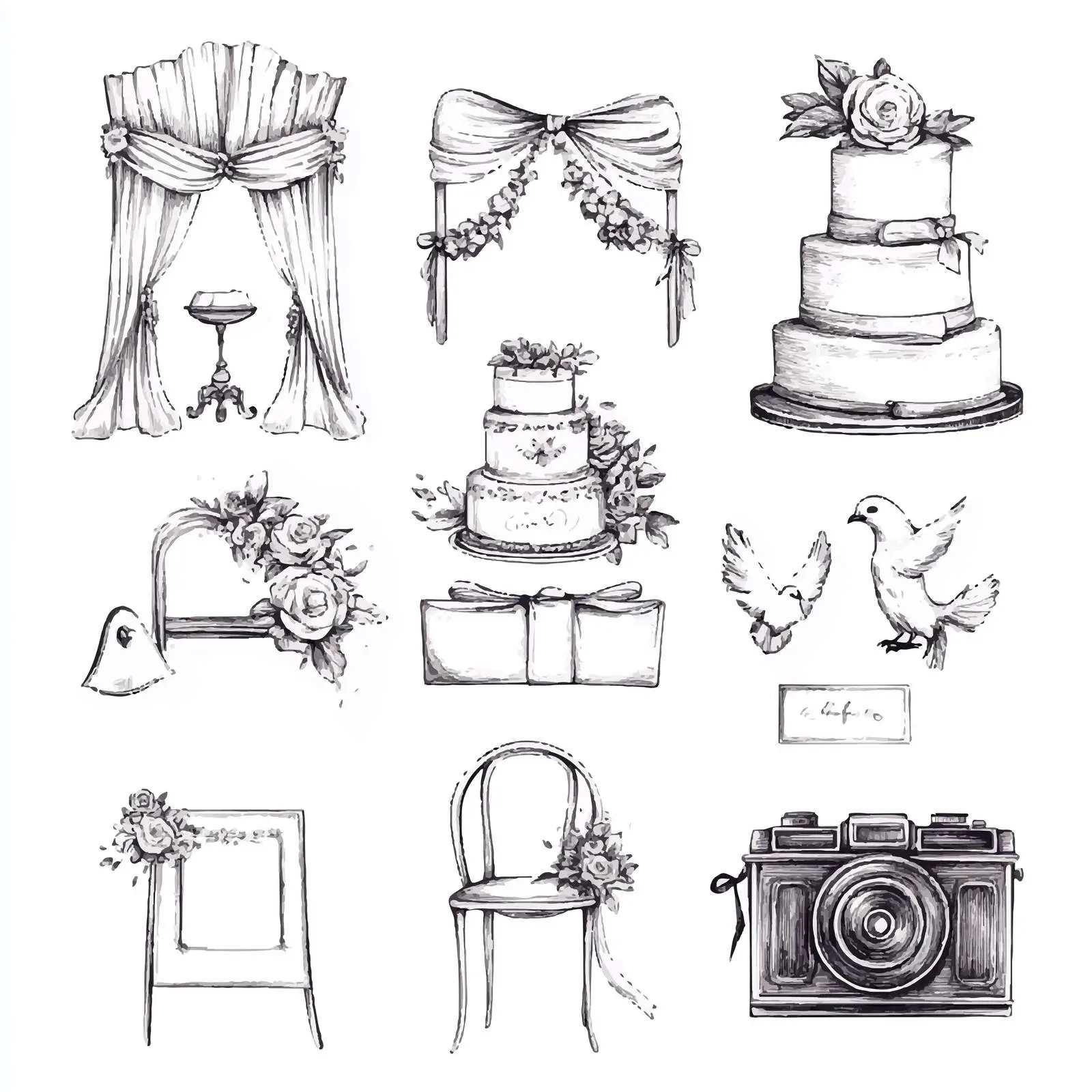 Hand Drawn Wedding Boutonniere Sketch Set — free download from Dotvec