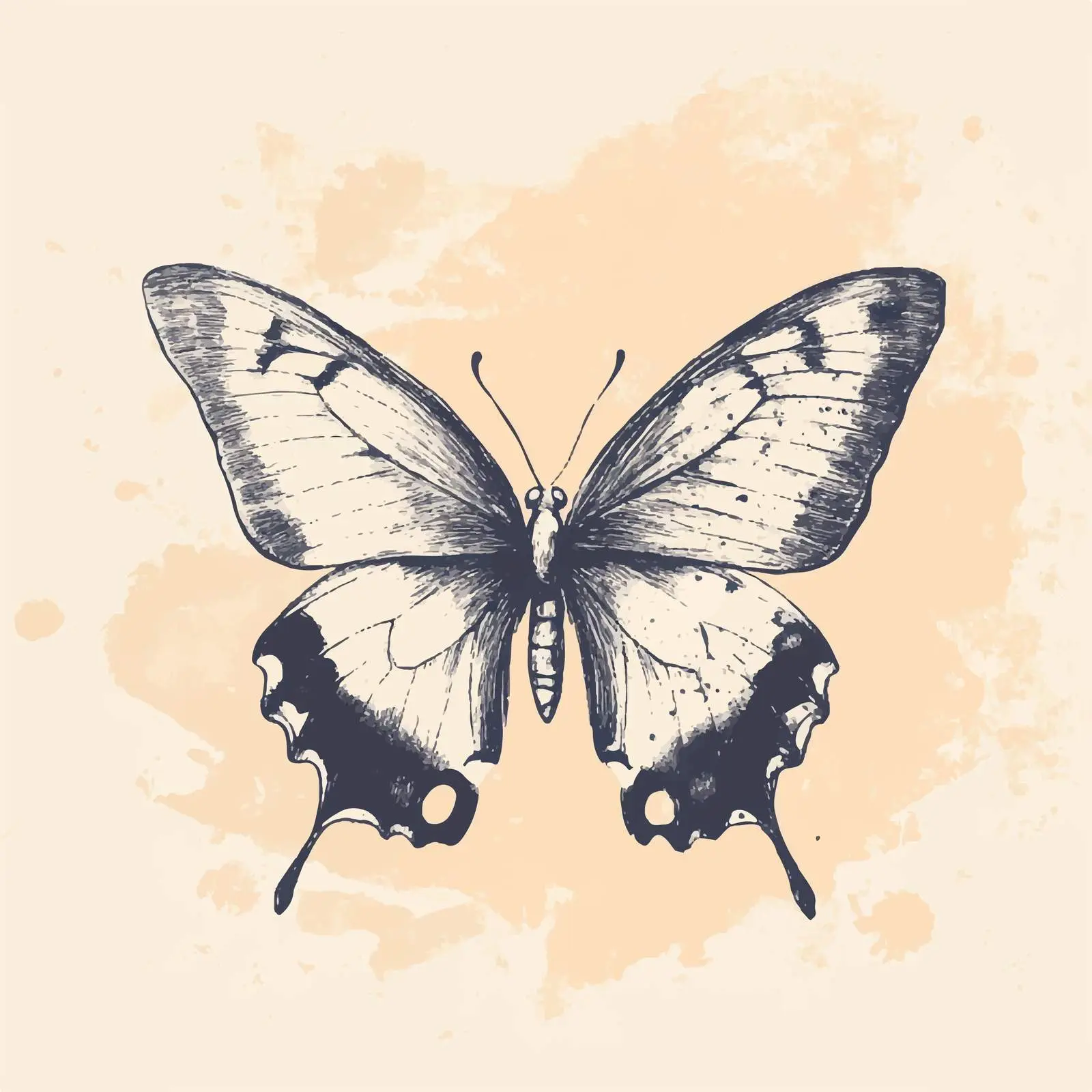 Retro Hand-Drawn Butterfly Sketch Vector Art — free download from Dotvec
