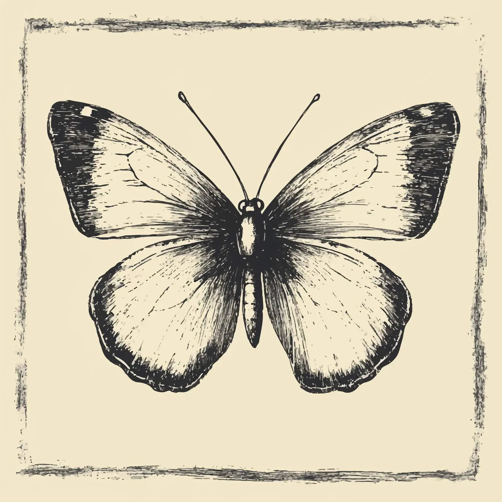 Retro Hand-Drawn Butterfly Vector Illustration — free download from Dotvec