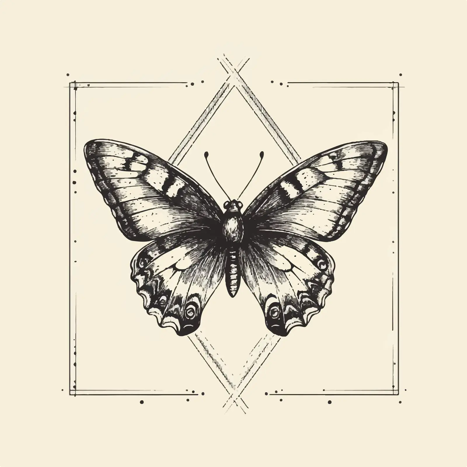 Retro Hand-Drawn Butterfly Vector Illustration — free download from Dotvec