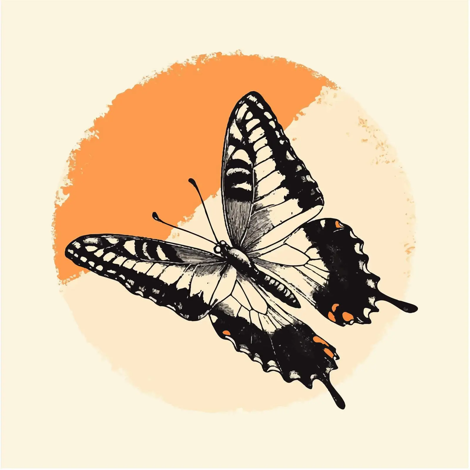 Retro Hand-Drawn Butterfly Vector Illustration — free download from Dotvec
