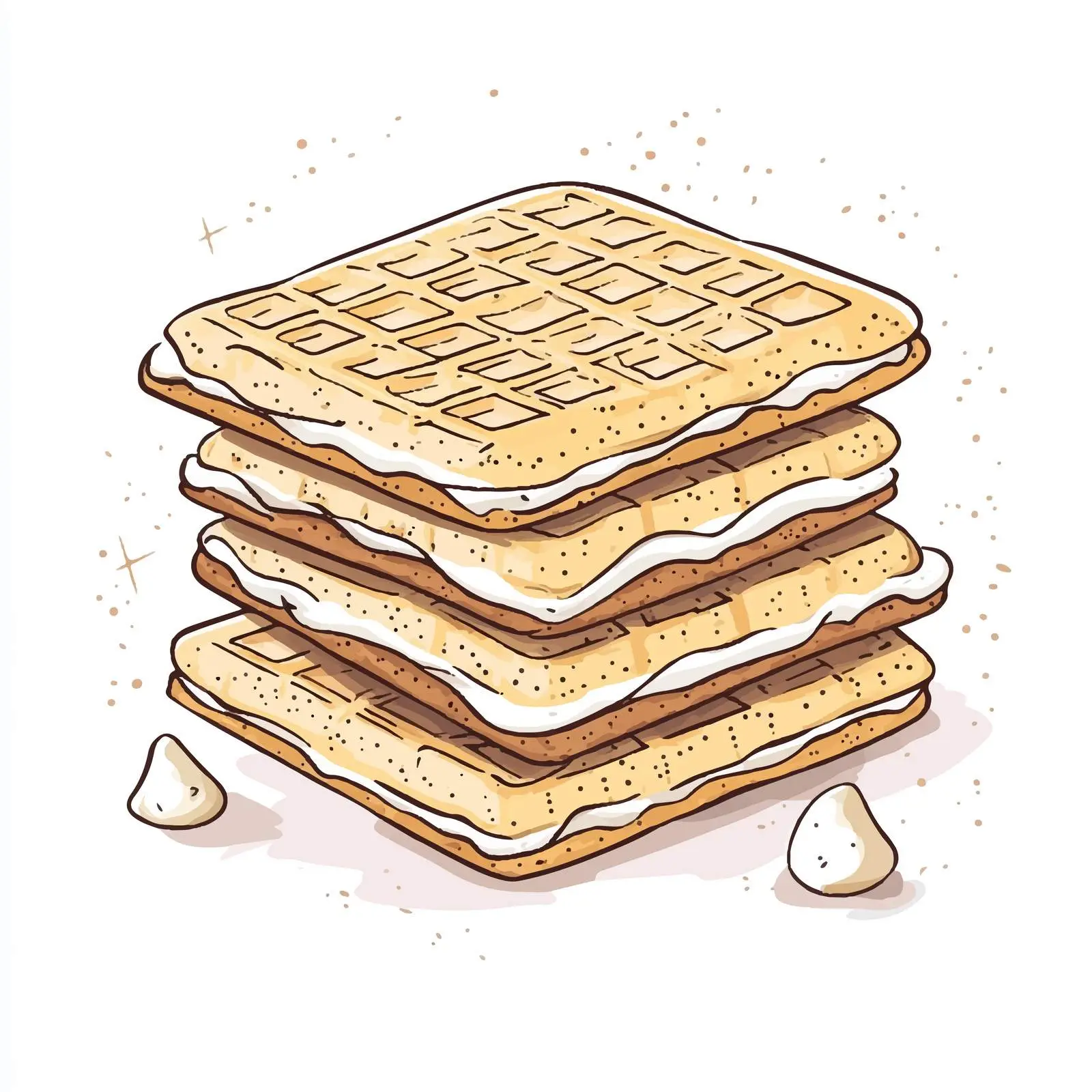 Hand-Drawn Viennese Wafers on White Background — free download from Dotvec