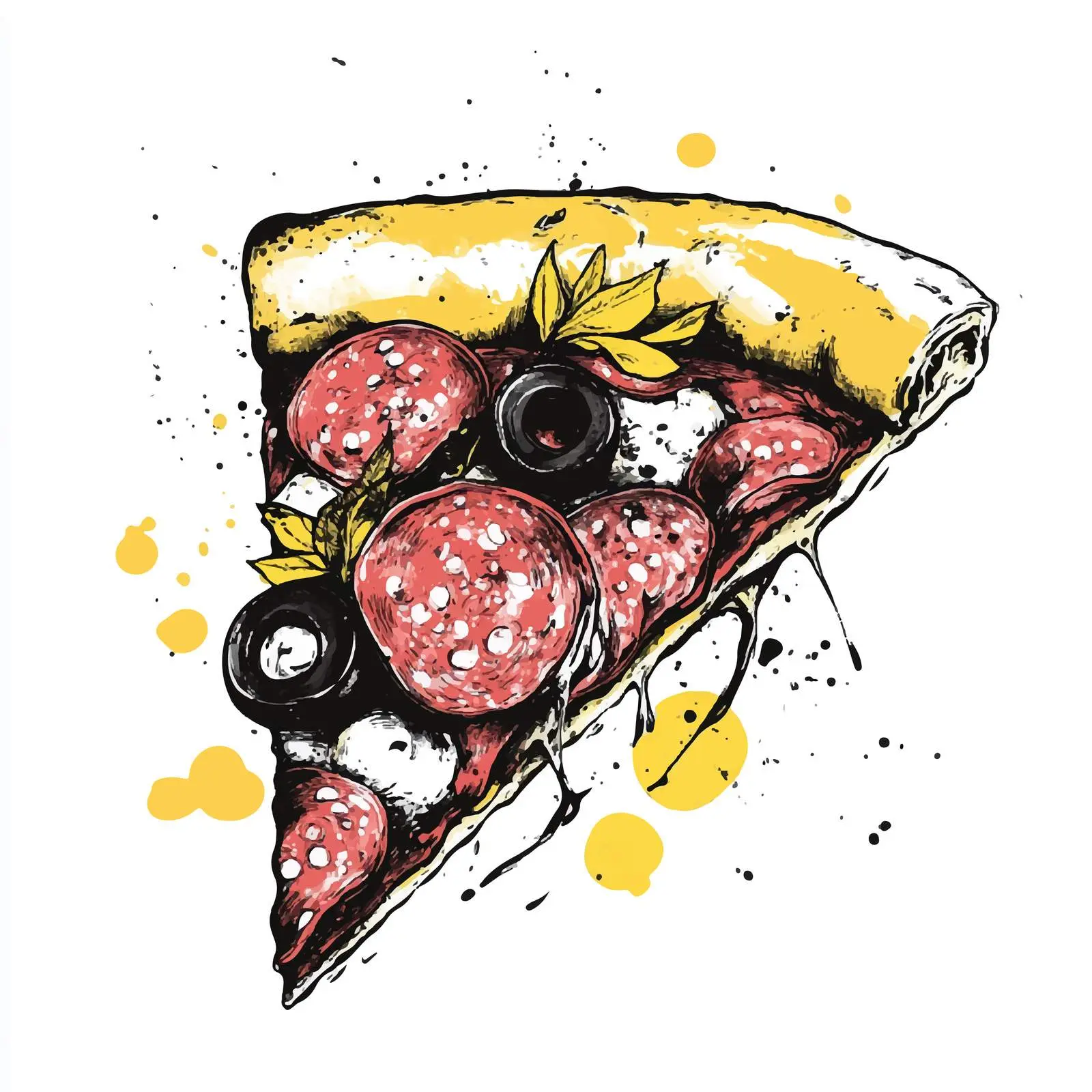 Hand Drawn Salami Pizza Slice Illustration — free download from Dotvec