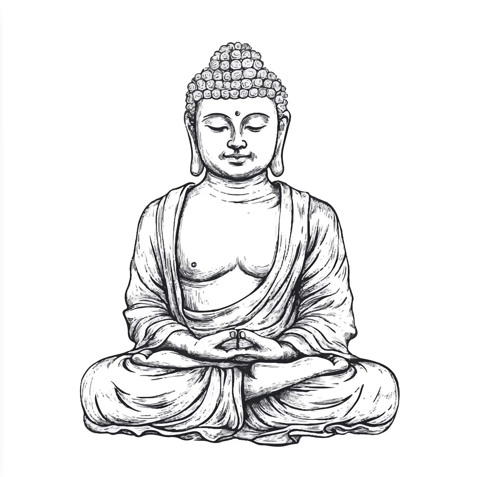 Hand-Drawn Buddha Sculpture Sketch Illustration — free download from Dotvec