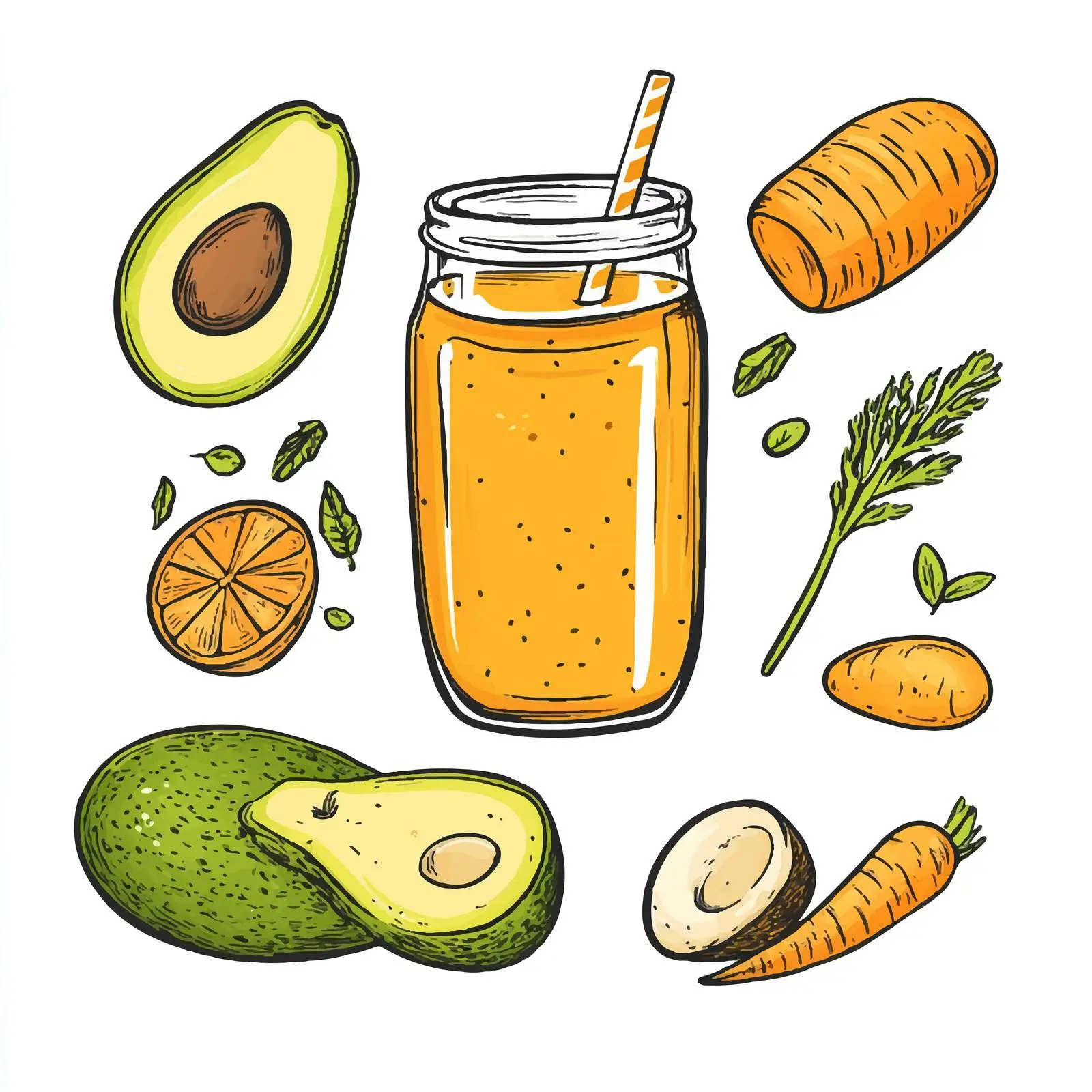 Hand-Drawn Smoothie Recipe Illustration — free download from Dotvec