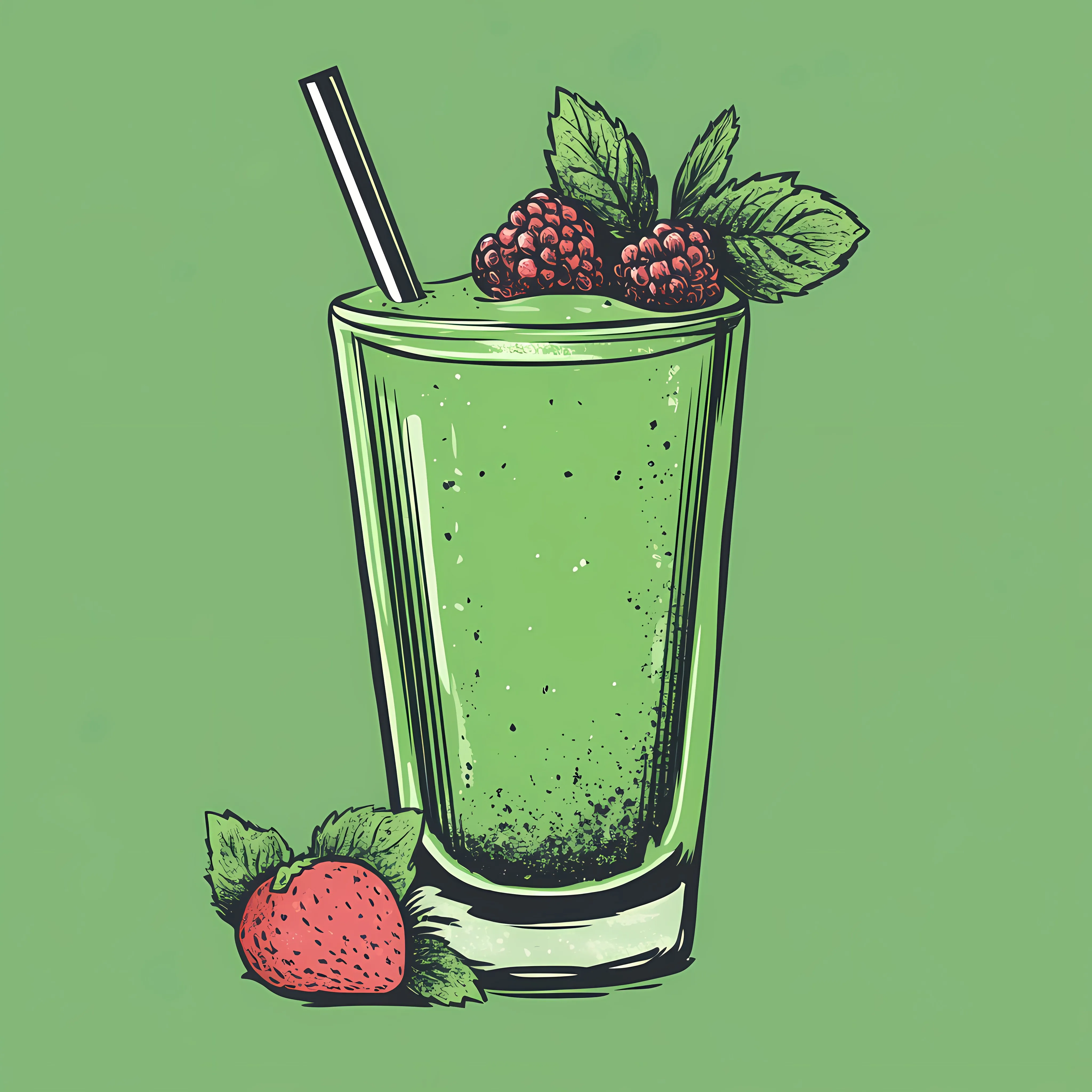 Hand Drawn Smoothie Silhouette on Green Background — free download from Dotvec