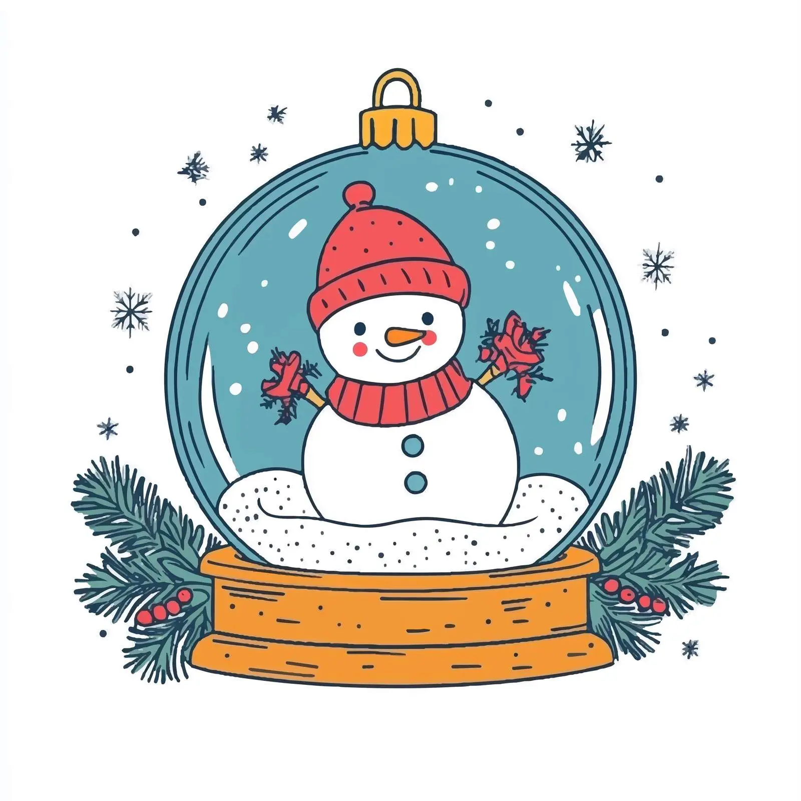 Hand Drawn Snow Globe with Snowman Sketch — free download from Dotvec