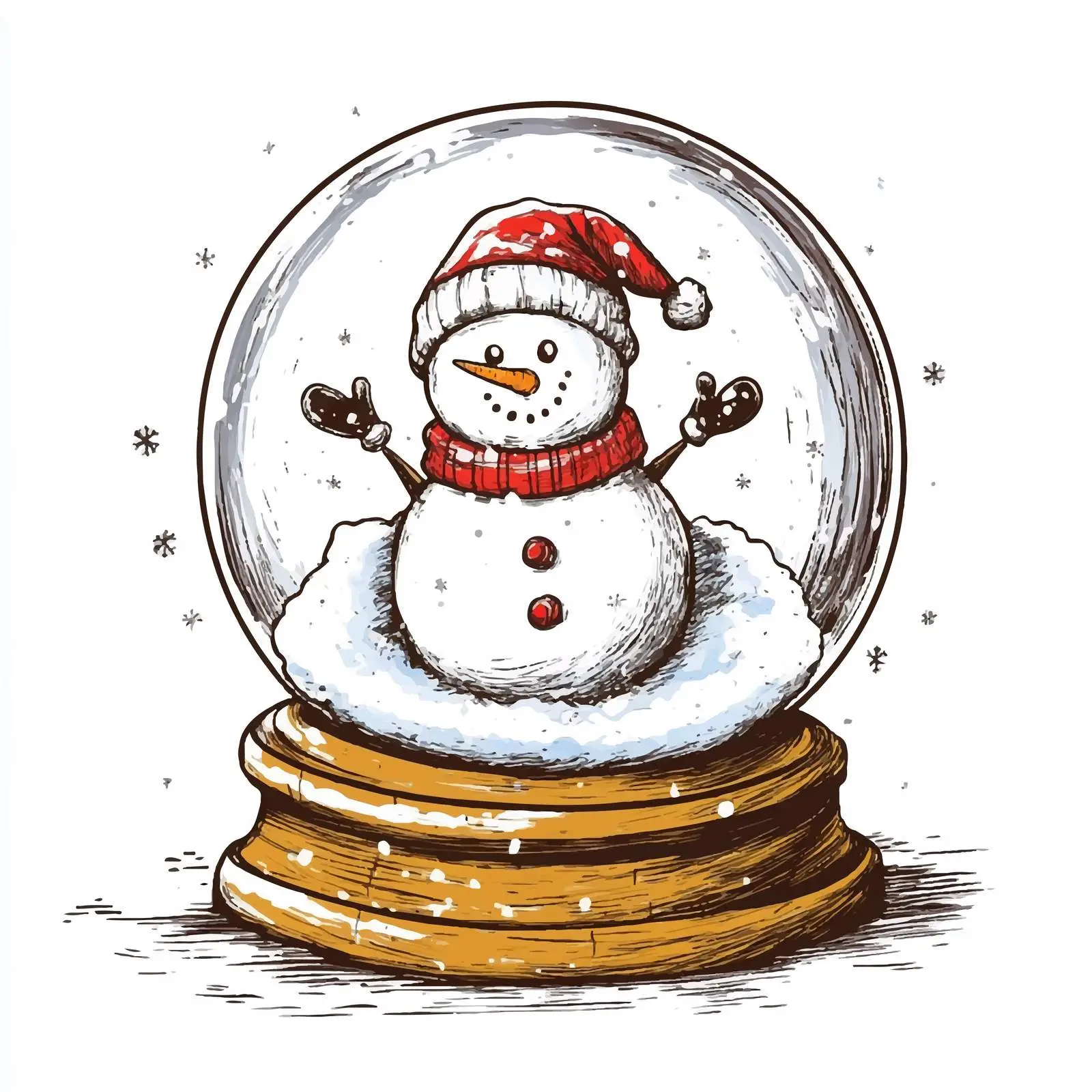Hand Drawn Snow Globe with Snowman Sketch — free download from Dotvec