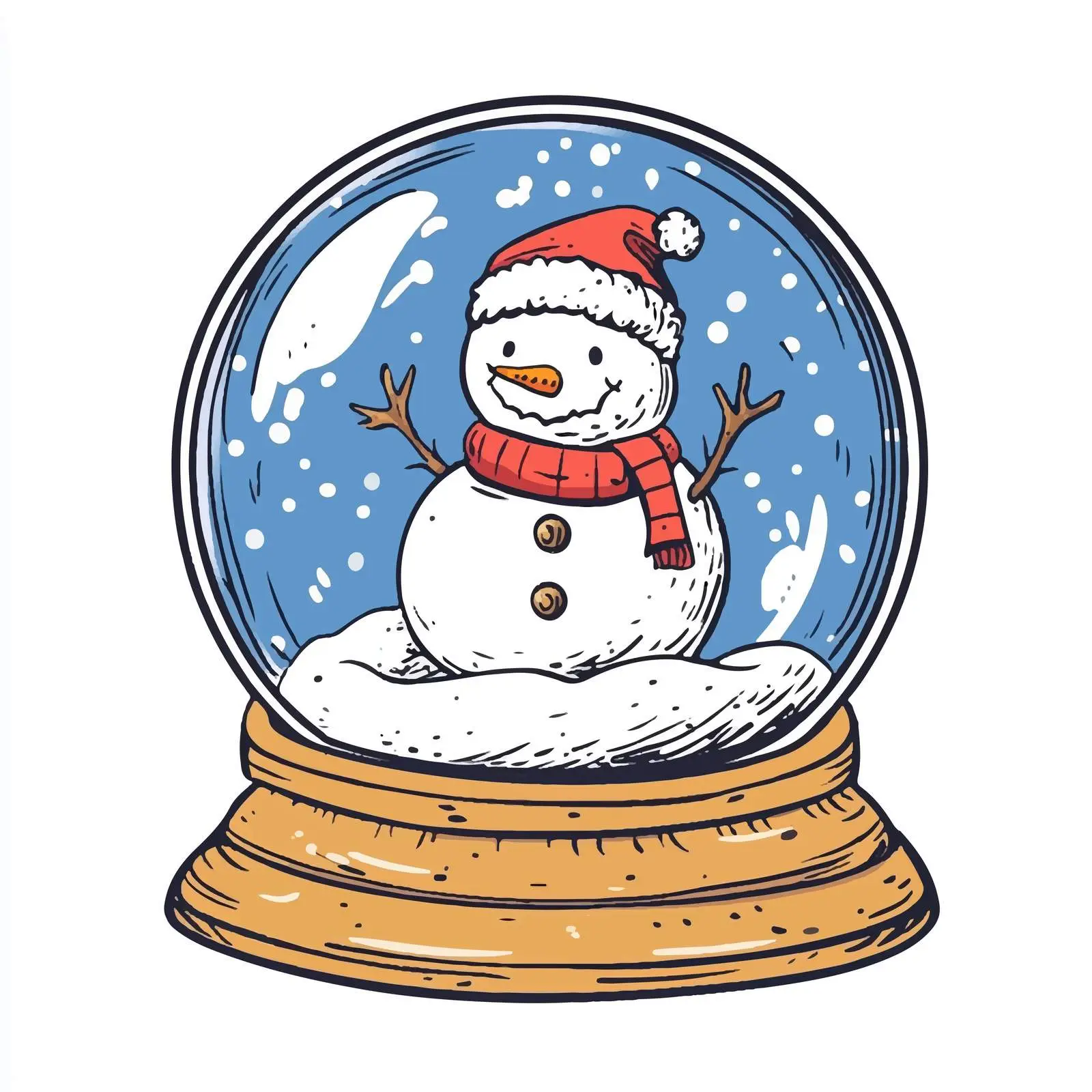 Hand Drawn Snow Globe with Snowman Illustration — free download from Dotvec