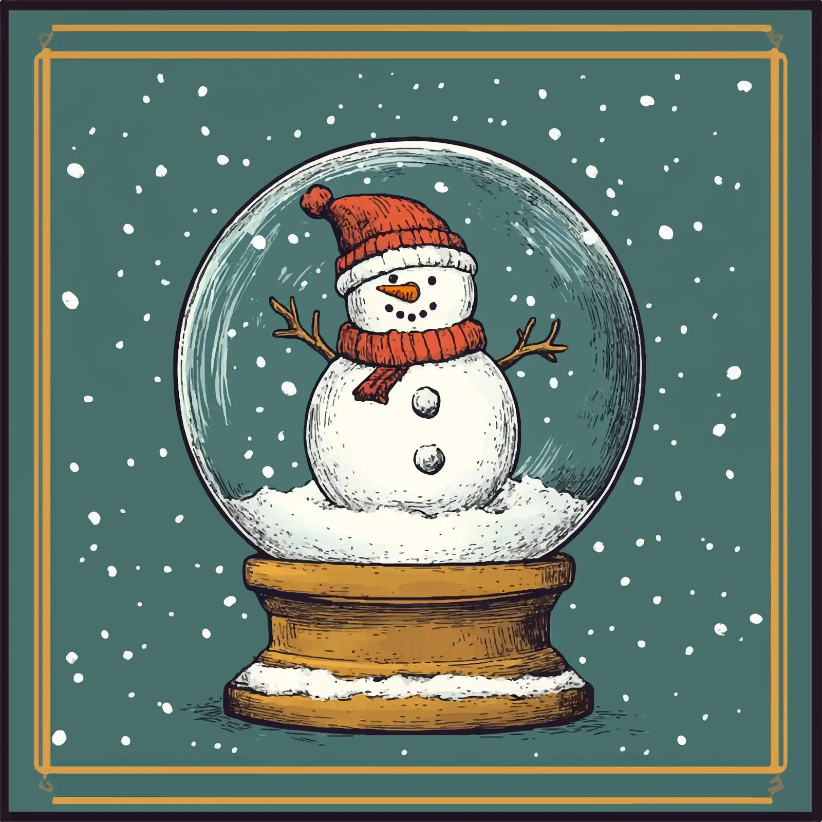 Hand Drawn Snow Globe with Snowman Sketch — free download from Dotvec