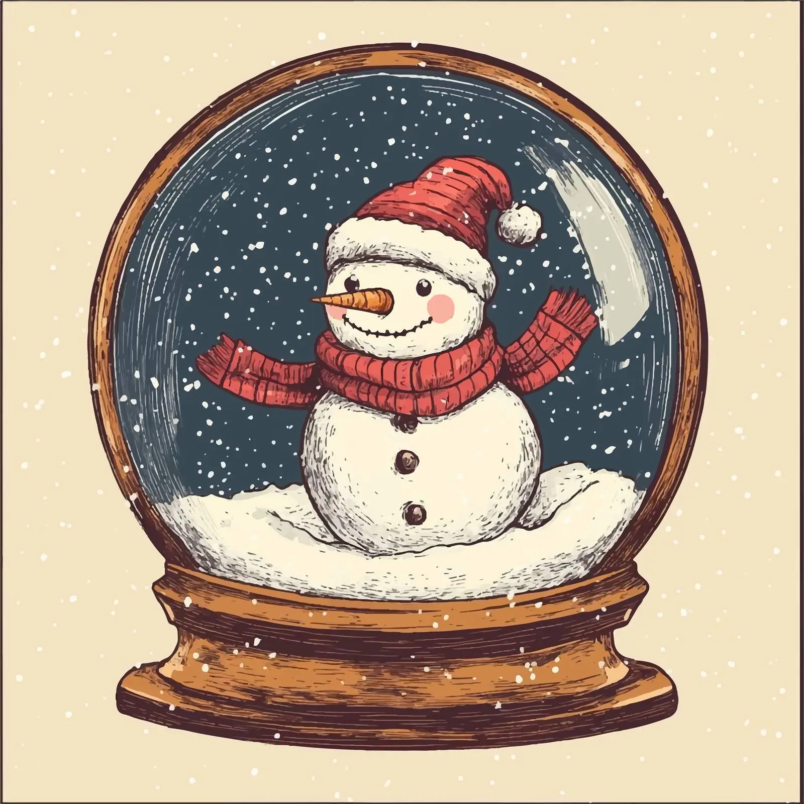 Hand Drawn Snow Globe Snowman Sketch Vector — free download from Dotvec