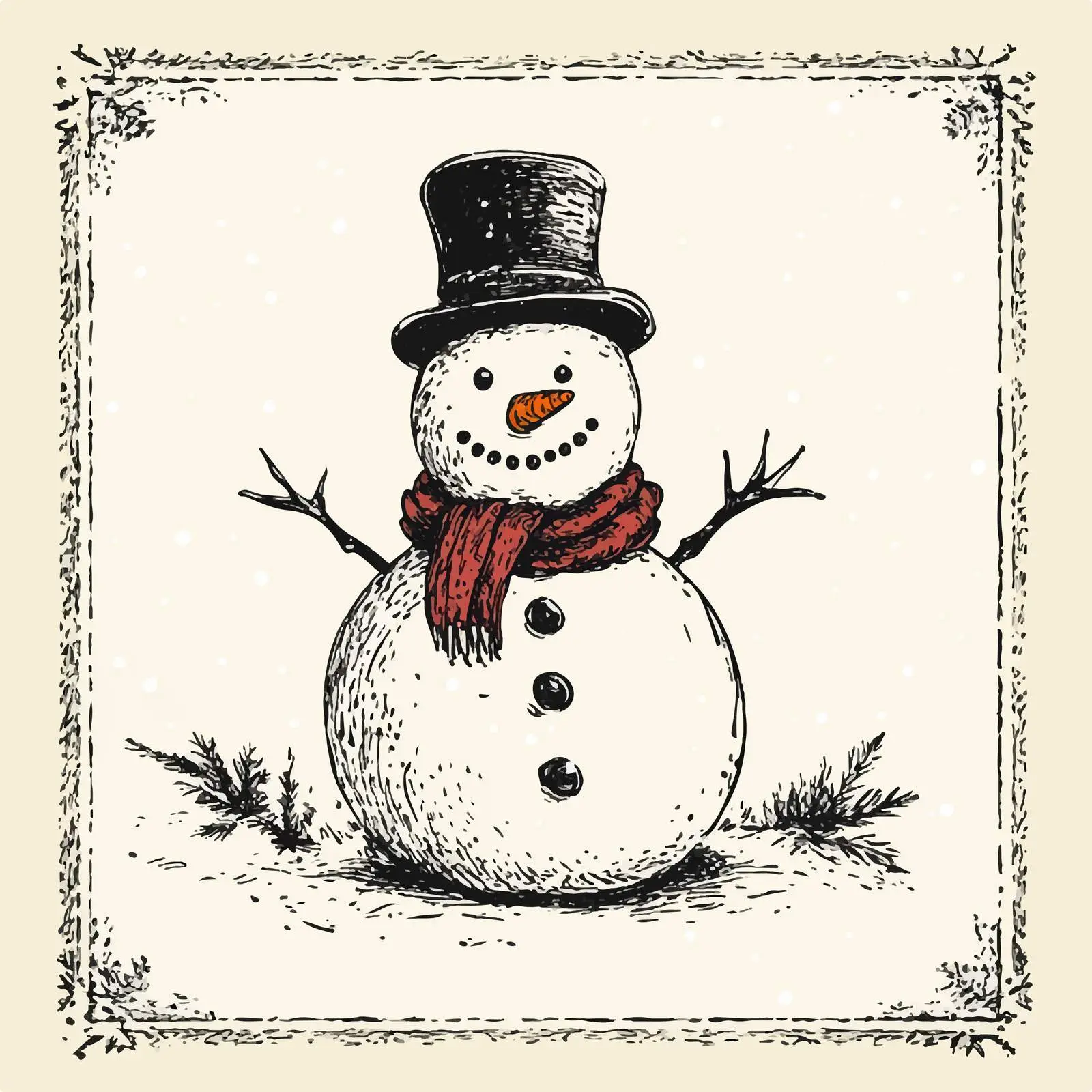 Hand Drawn Snowman Sketch Vector Artwork — free download from Dotvec