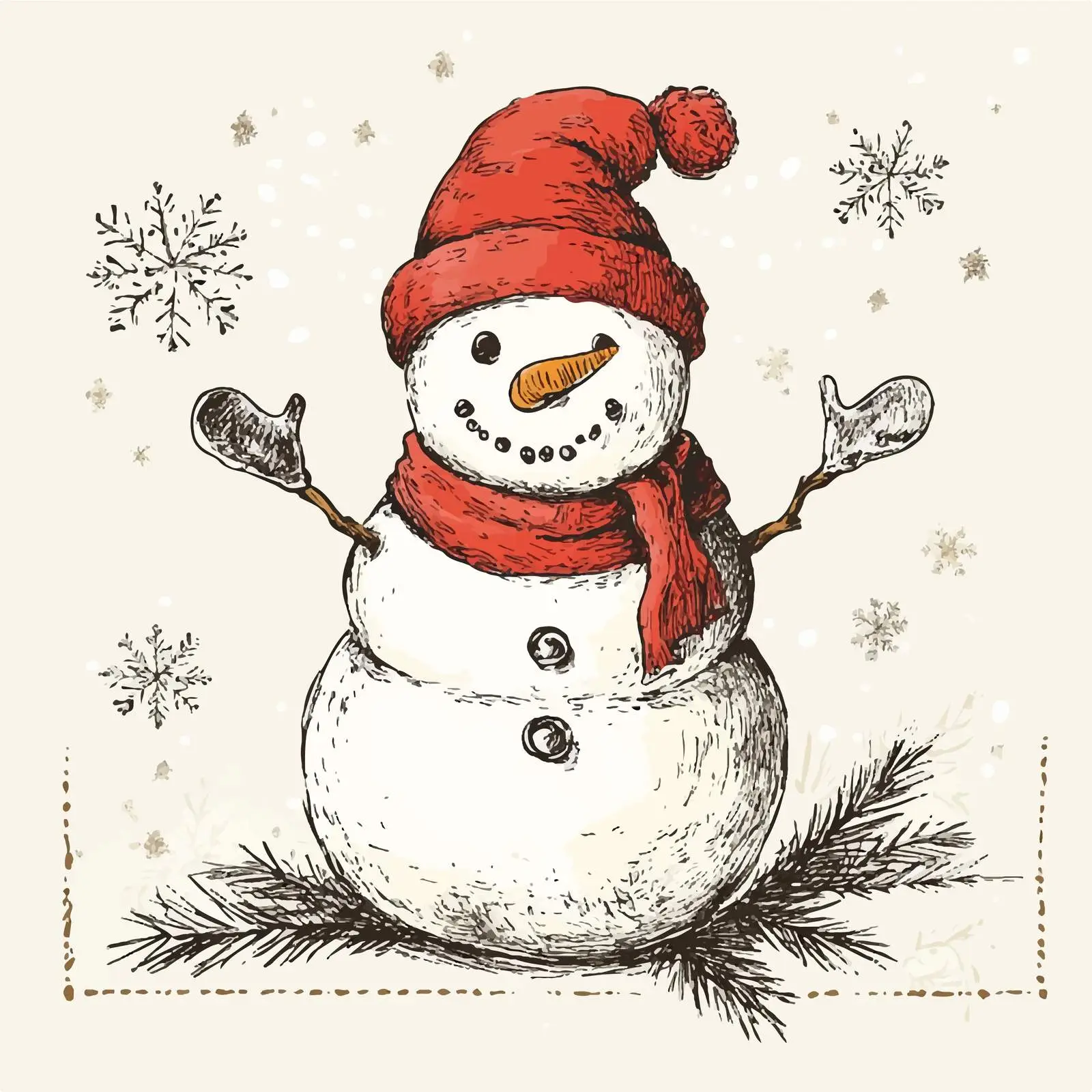 Hand Drawn Snowman Sketch Vector Illustration — free download from Dotvec