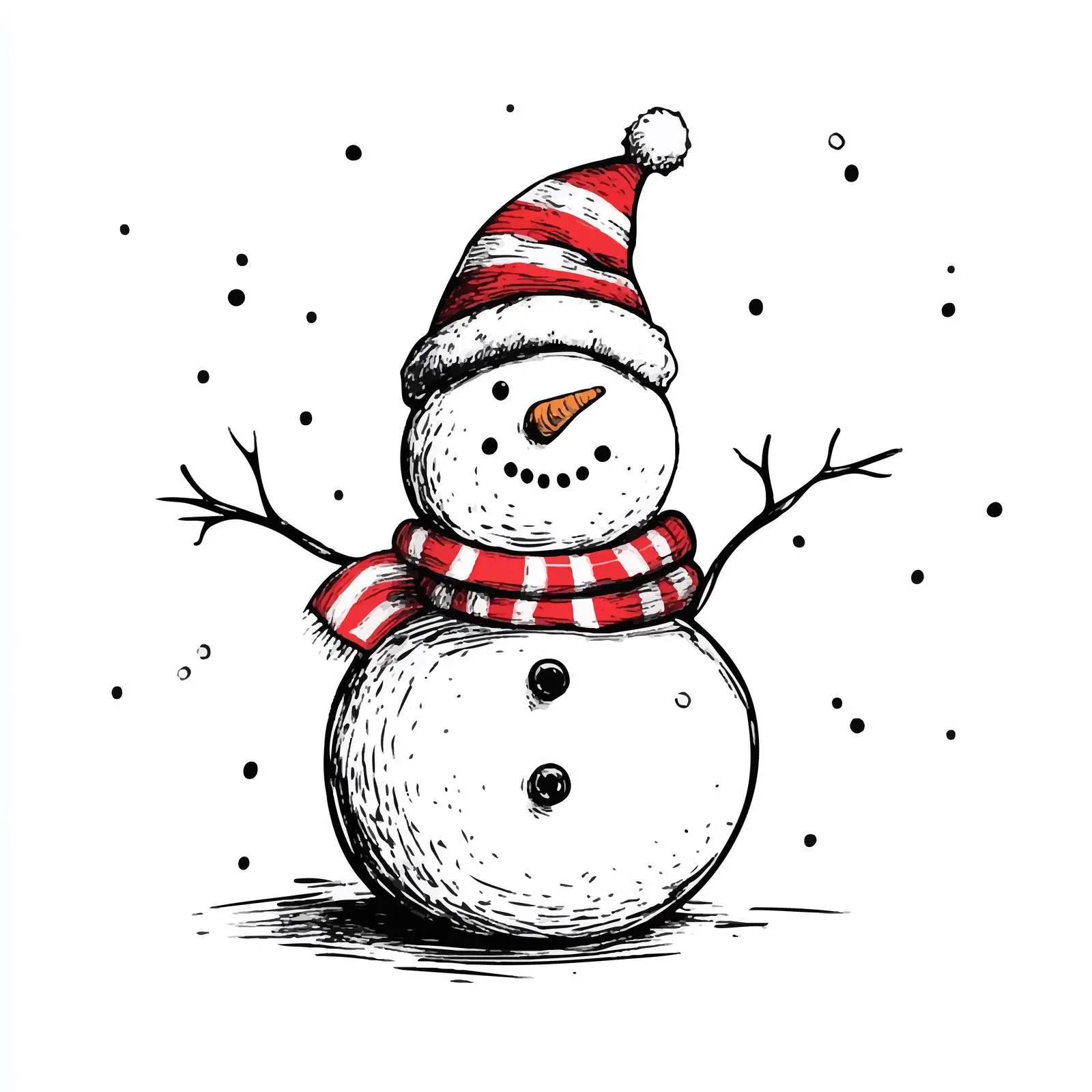 Hand-Drawn Snowman Sketch Illustration — free download from Dotvec