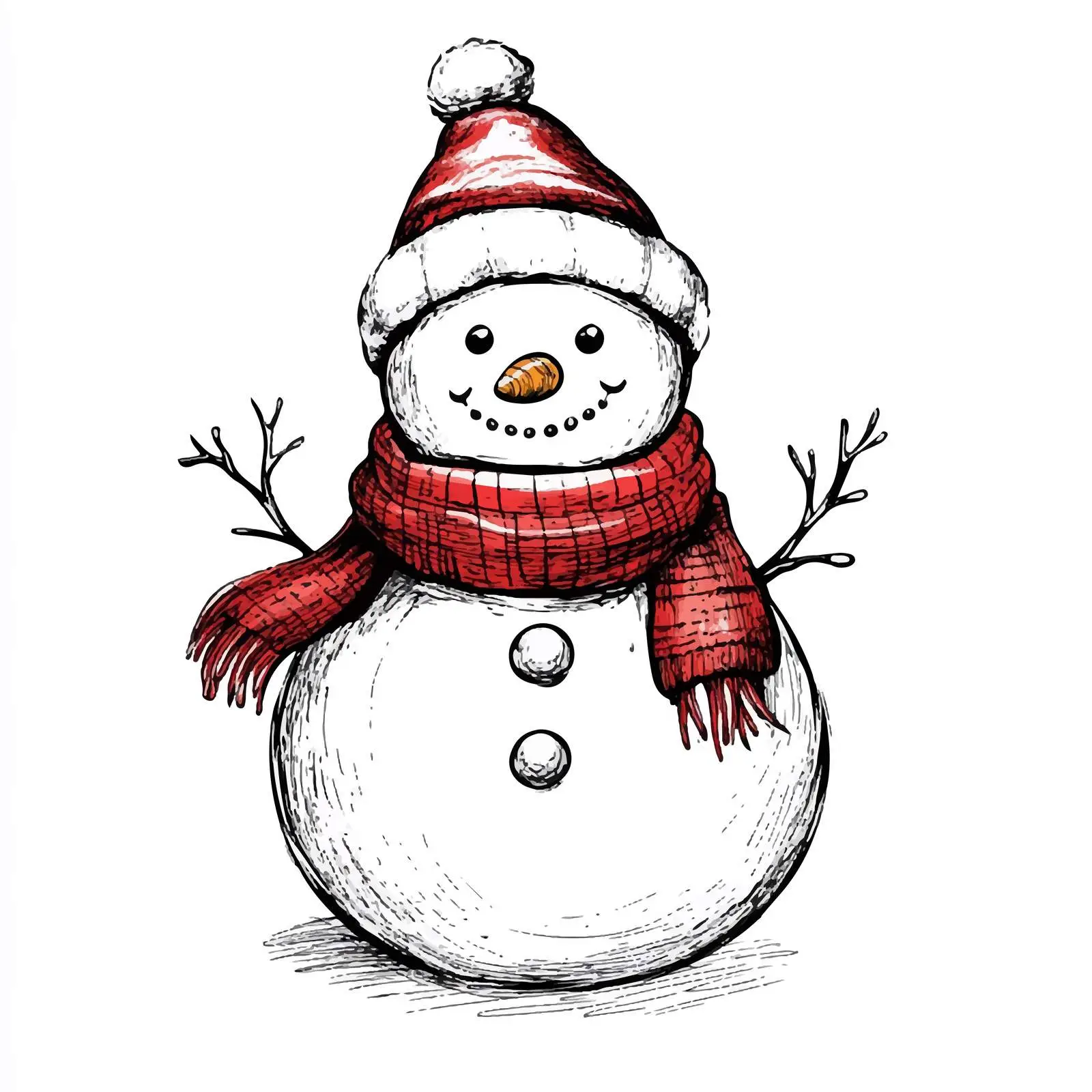 Hand Drawn Snowman Sketch for Winter Art — free download from Dotvec