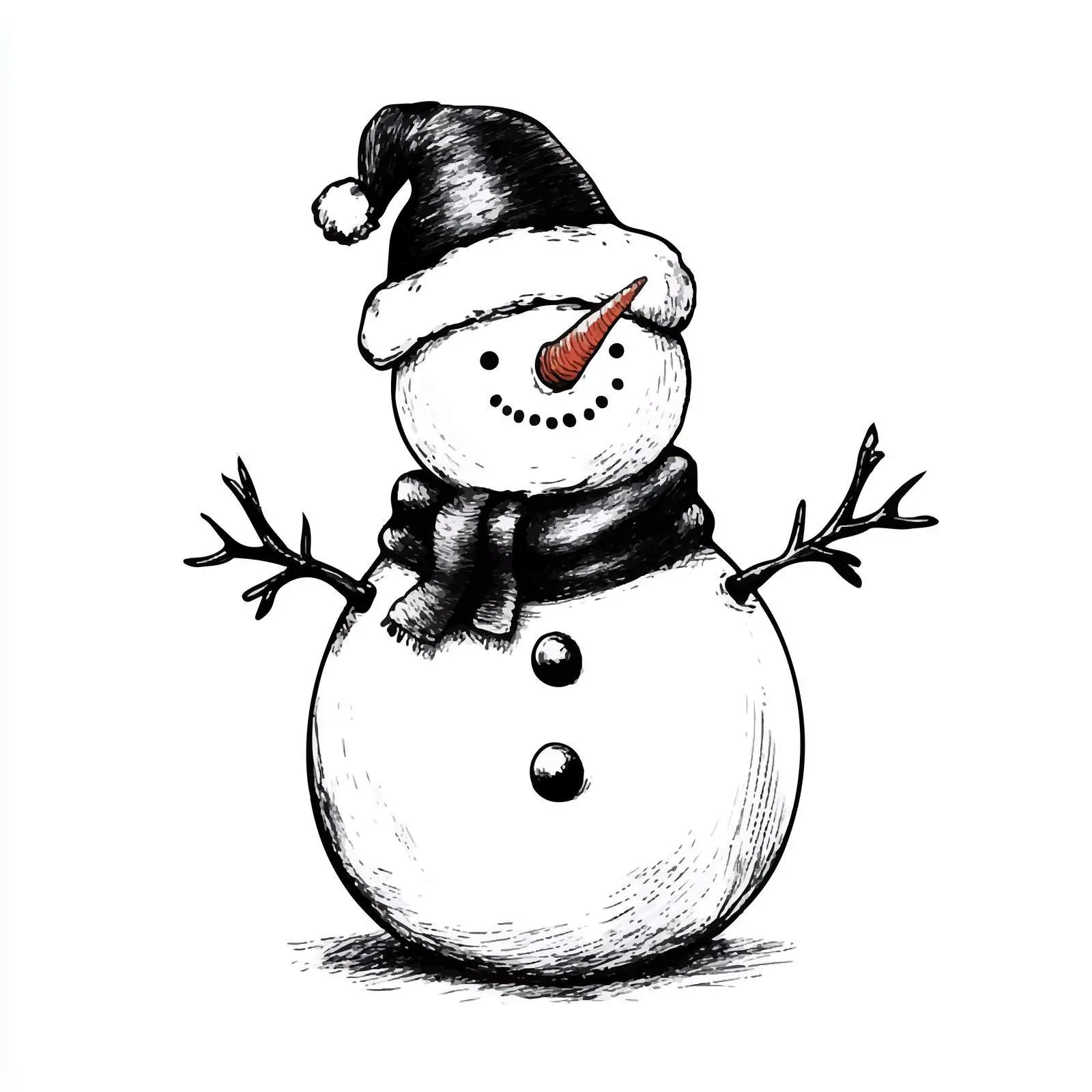Charming Hand-Drawn Snowman Sketch Illustration — free download from Dotvec