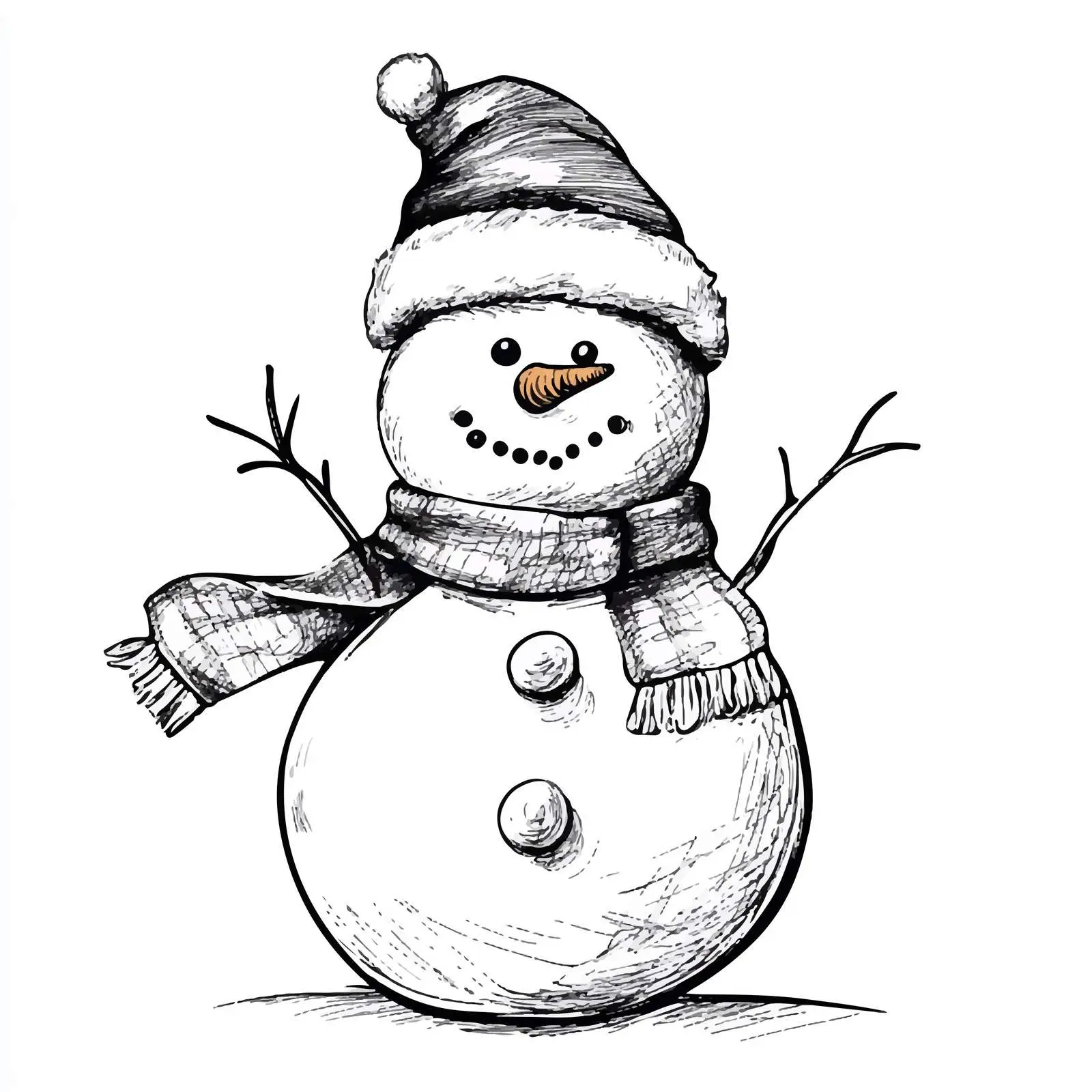 Hand Drawn Snowman Sketch on White Background — free download from Dotvec