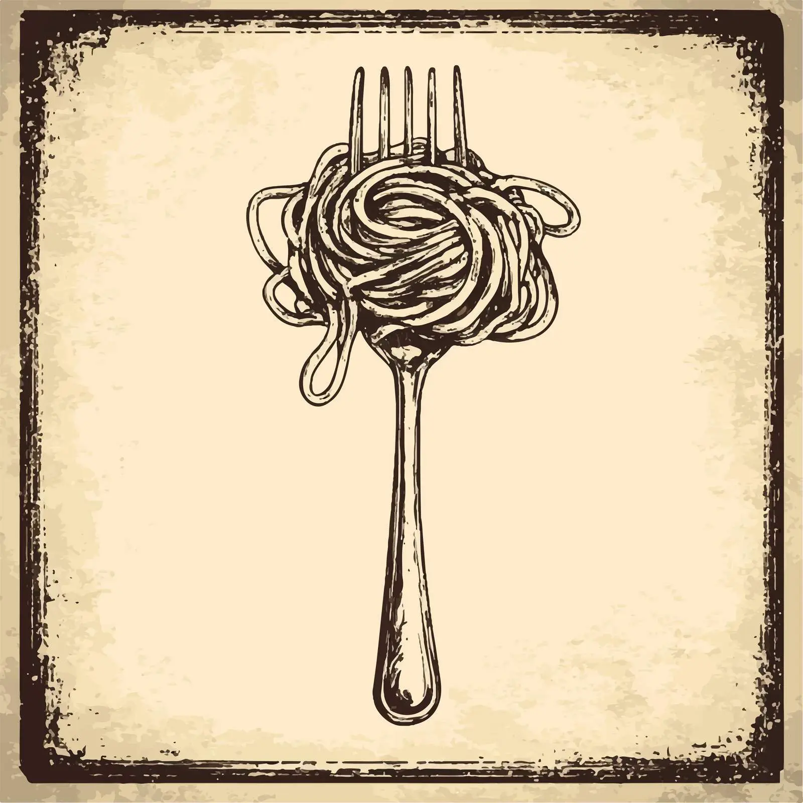 Hand Drawn Spaghetti on Fork Sketch Illustration — free download from Dotvec