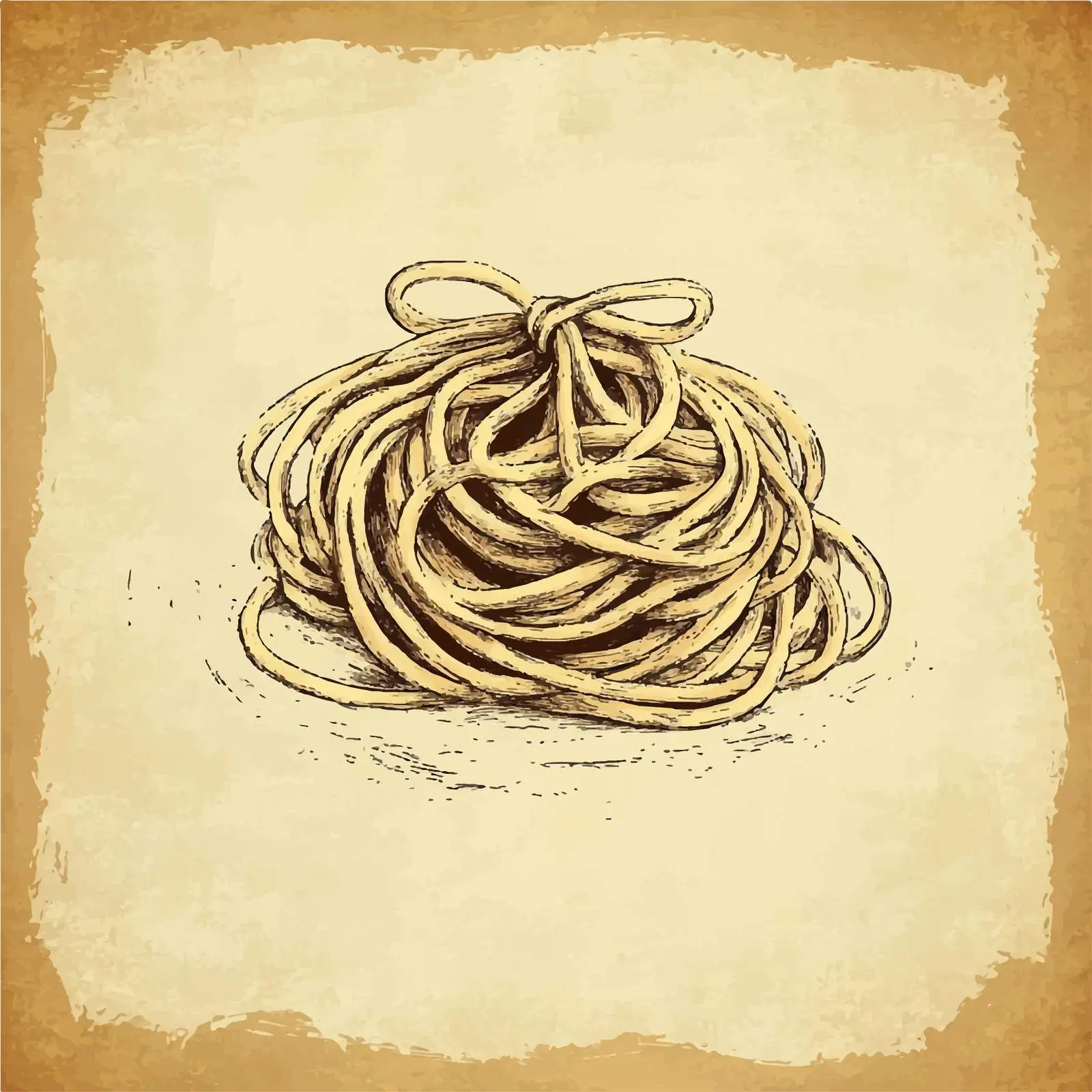 Hand Drawn Spaghetti Sketch on Old Paper — free download from Dotvec