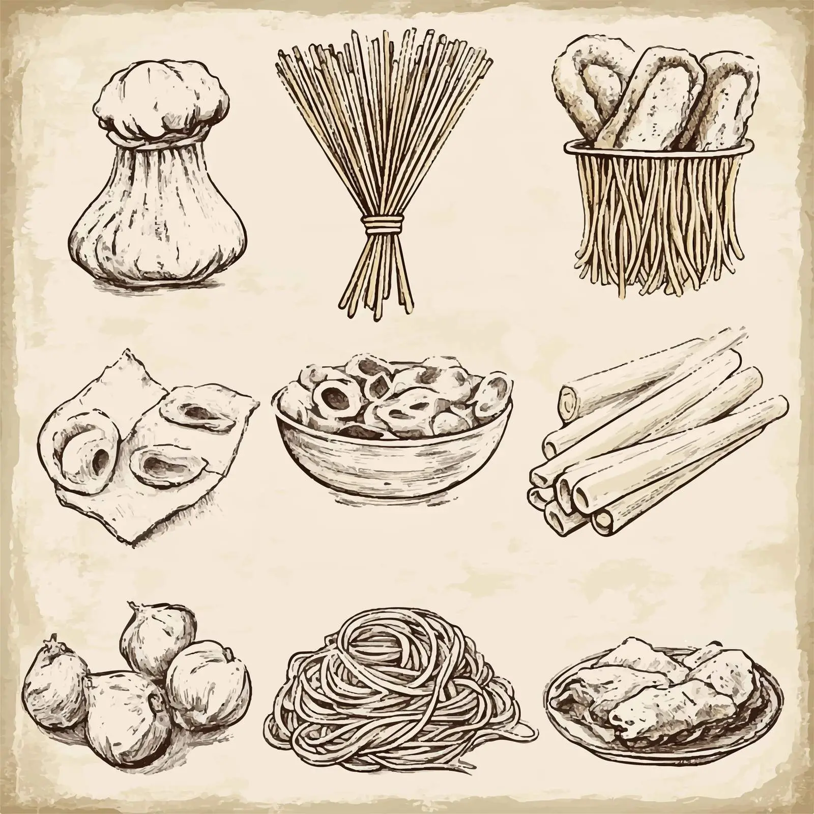 Hand Drawn Spaghetti Sketches Collection — free download from Dotvec