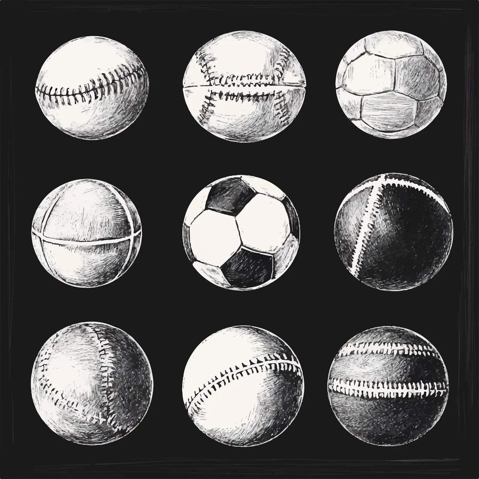 Hand Drawn Sport Balls Sketches Collection — free download from Dotvec