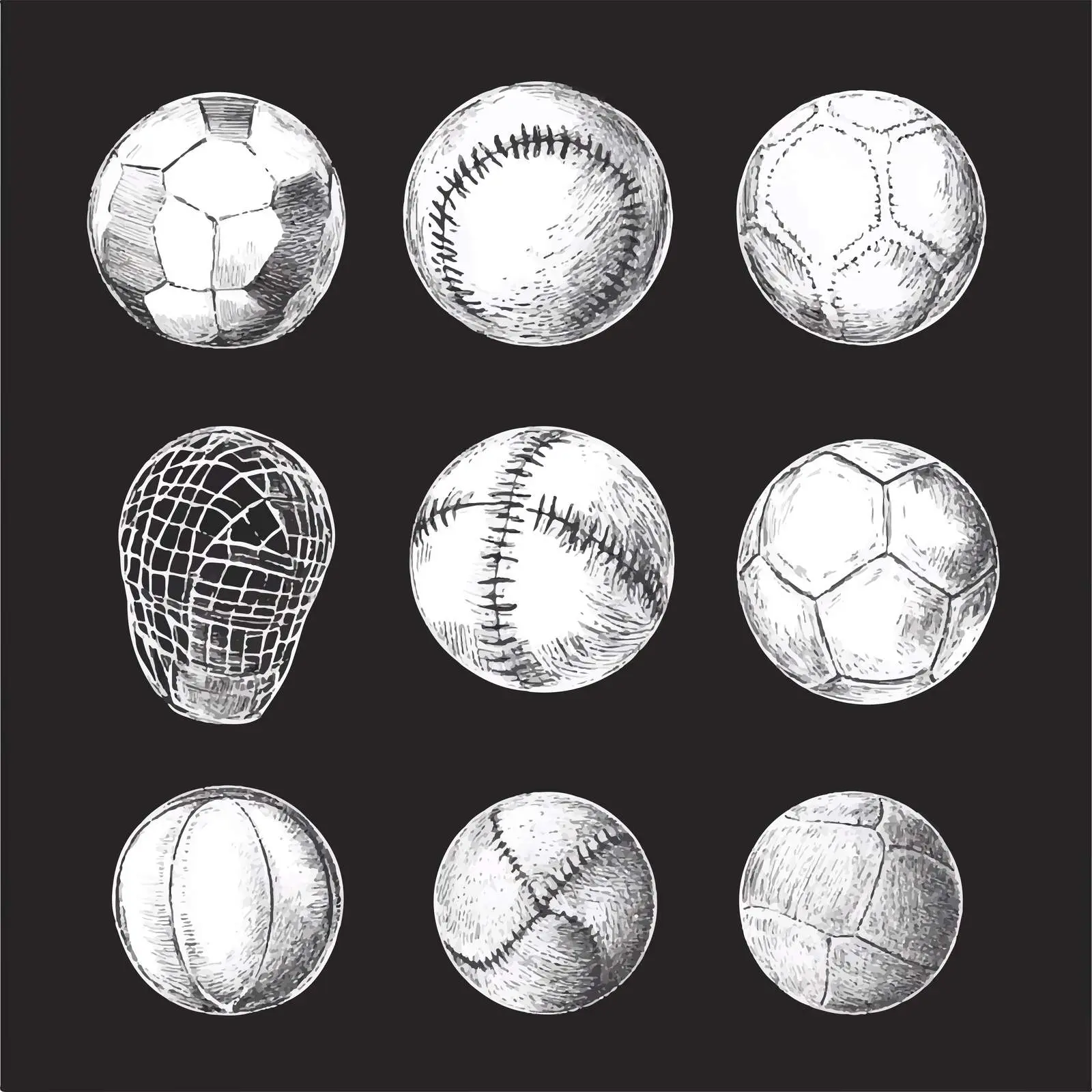 Hand-Drawn Sports Balls Sketch Set — free download from Dotvec