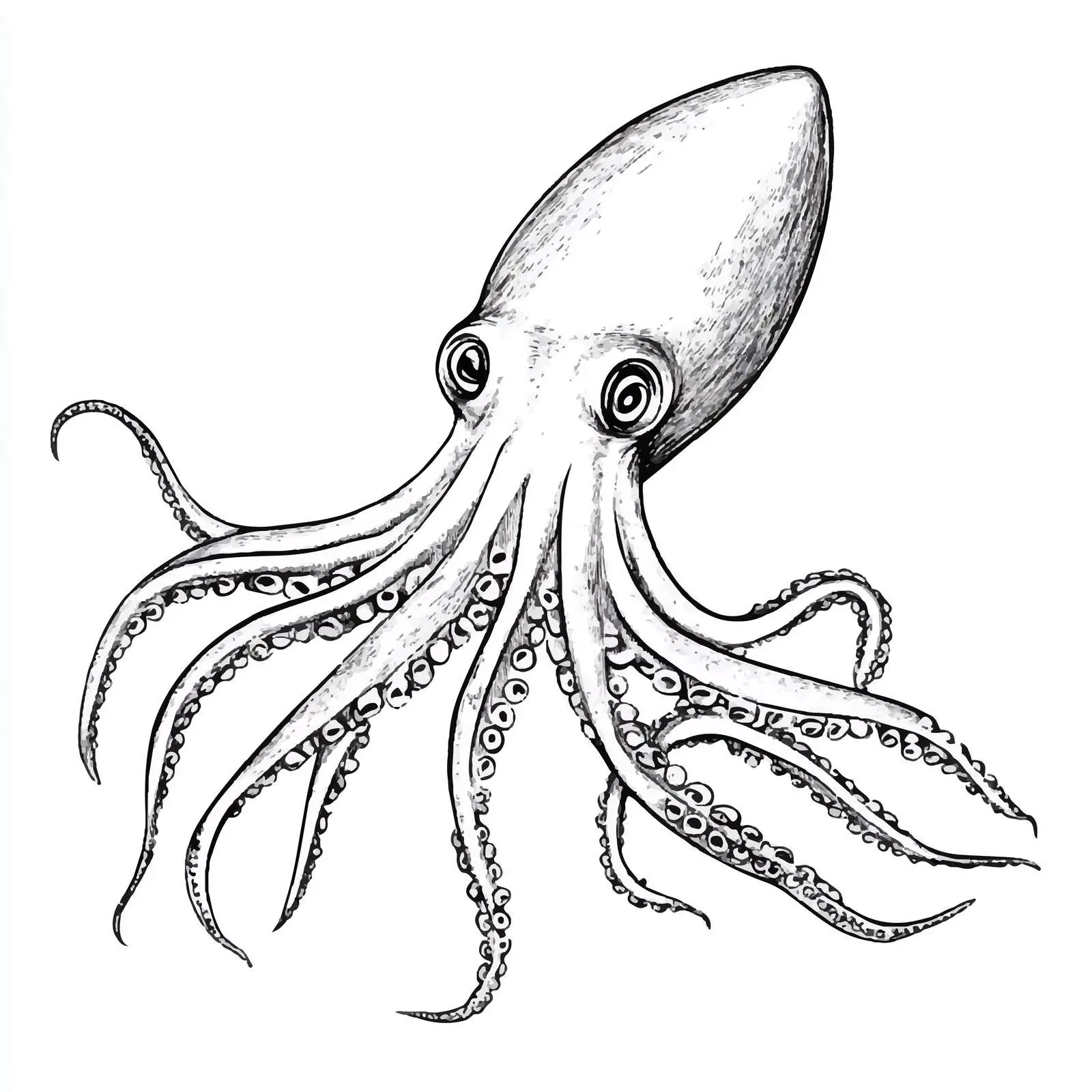 Hand-Drawn Squid Illustration on White Background — free download from Dotvec