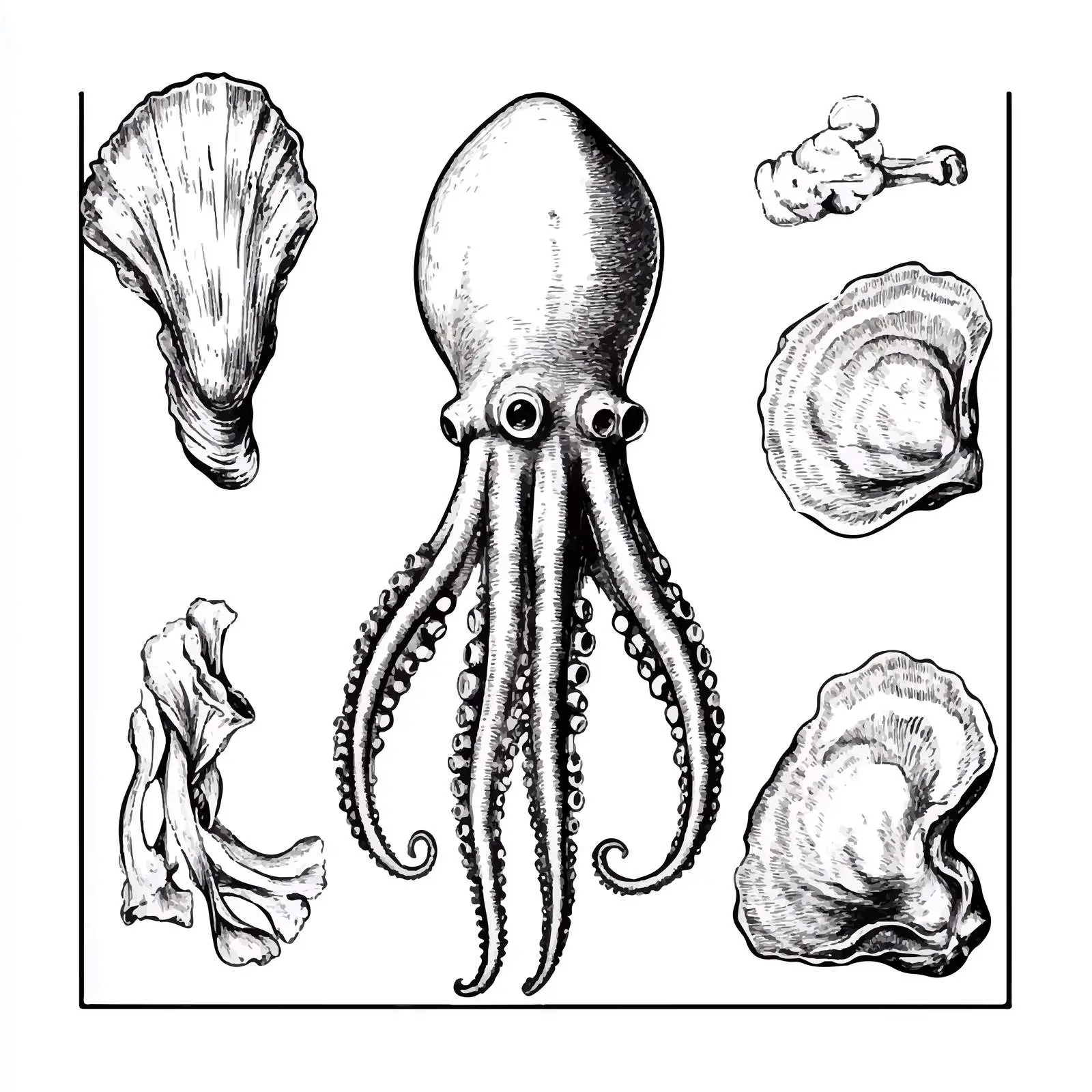 Hand Drawn Squid Vector on White Background — free download from Dotvec