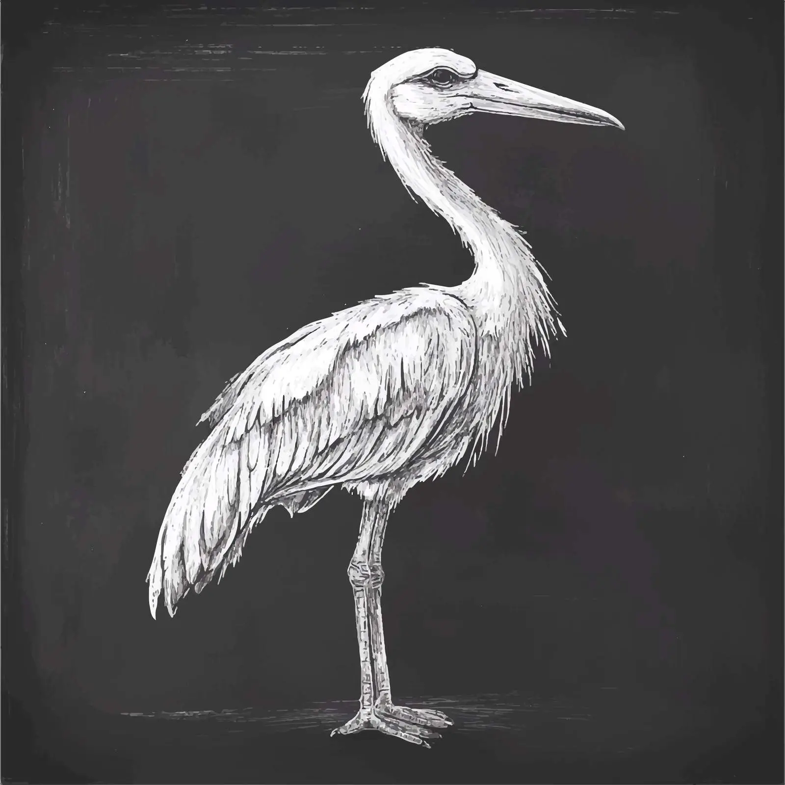 Hand Drawn Stork Sketch on Chalkboard — free download from Dotvec
