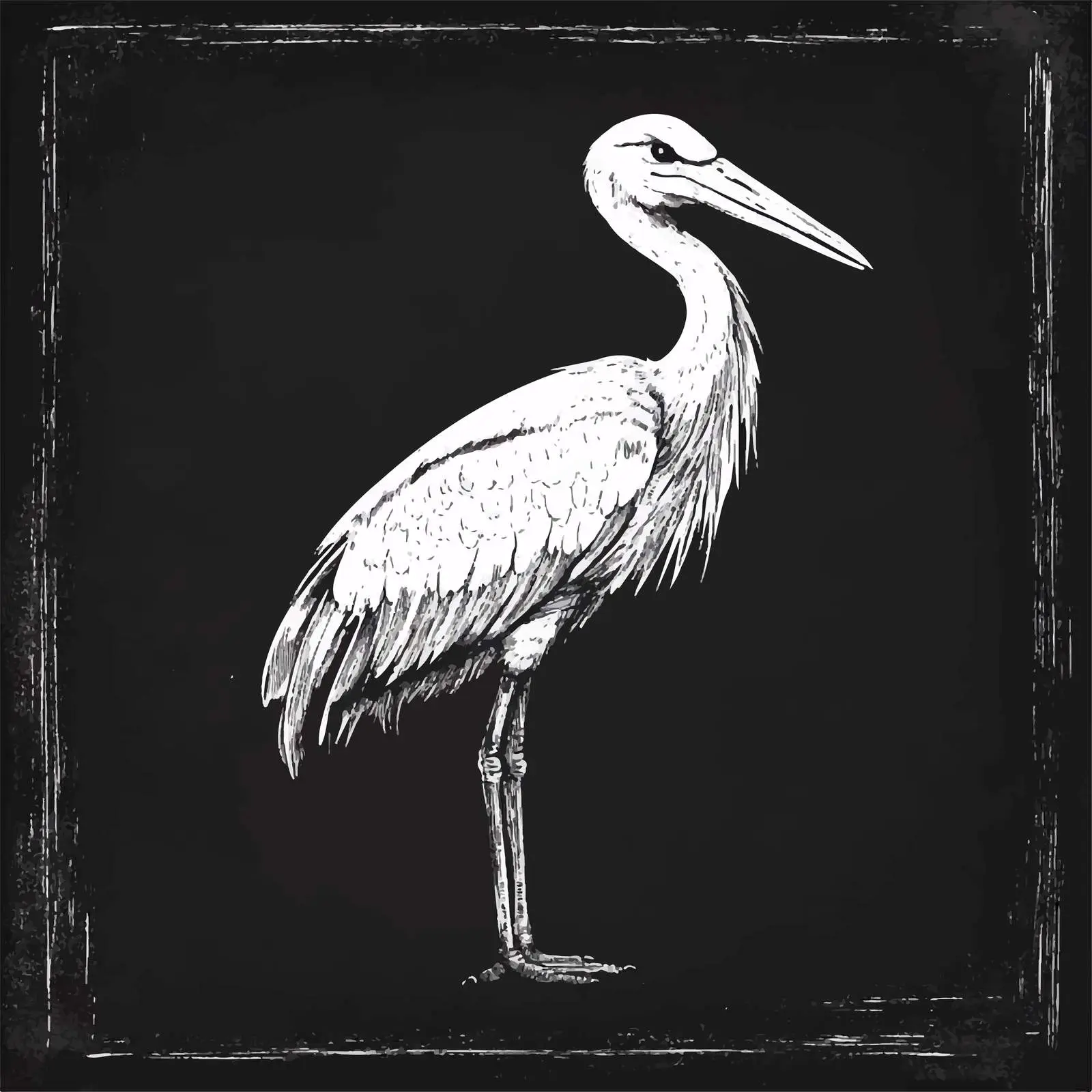 Hand Drawn Stork Vector Sketch on Chalkboard — free download from Dotvec