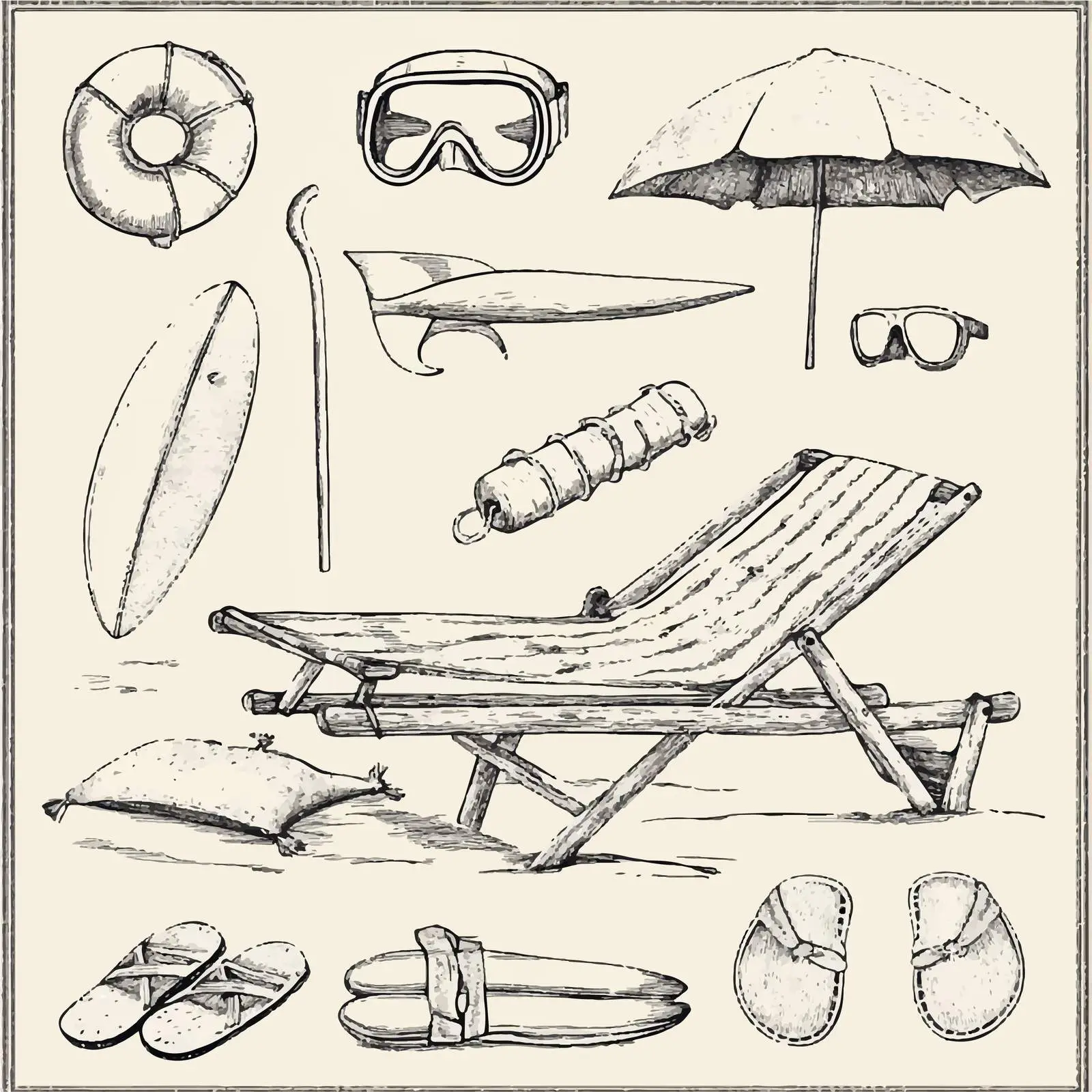 Vintage Hand Drawn Summer Vacation Set — free download from Dotvec
