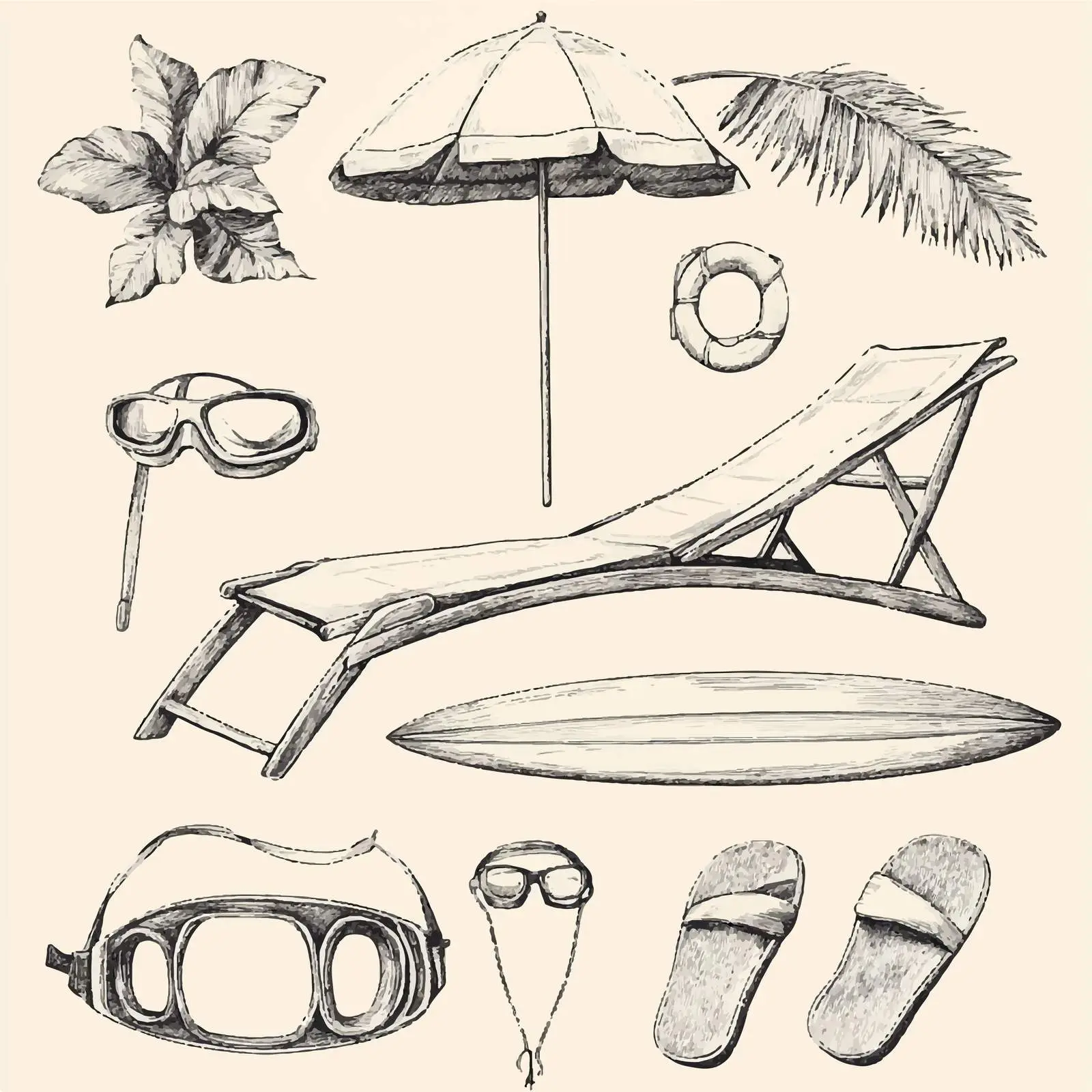 Vintage Hand-Drawn Summer Vacation Sketches Collection — free download from Dotvec