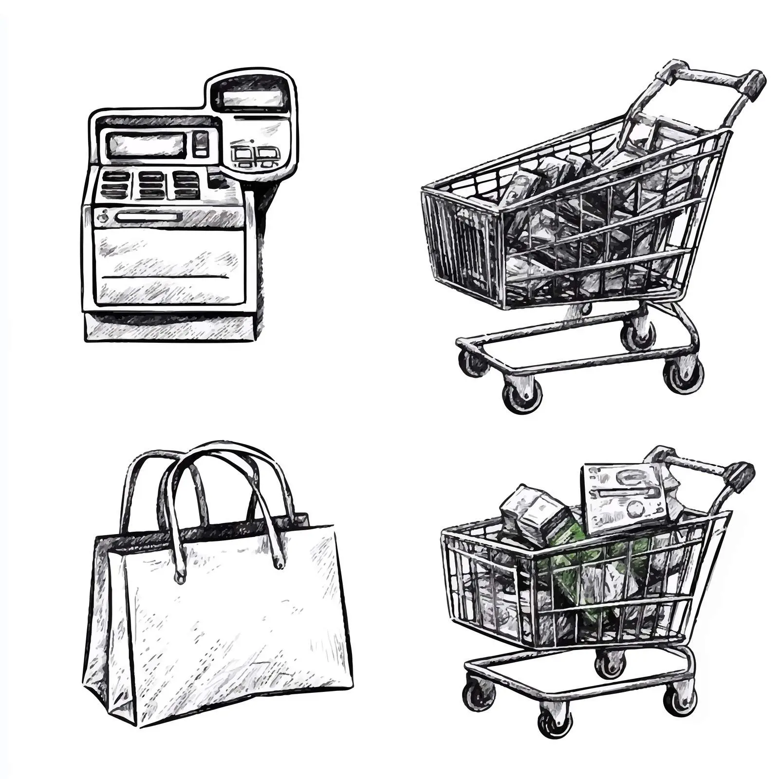 Hand Drawn Supermarket Elements Sketches Collection — free download from Dotvec