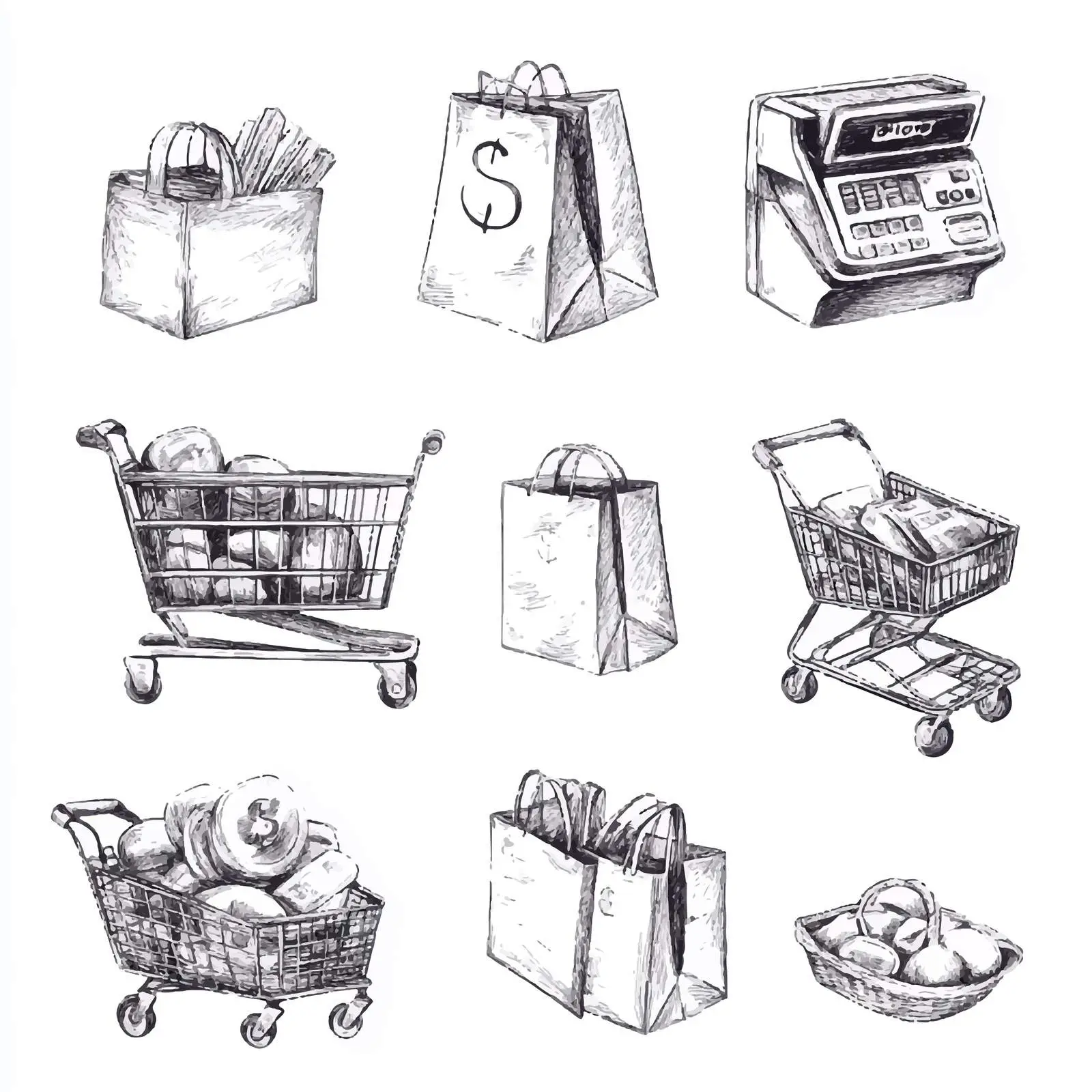 Hand-Drawn Supermarket Elements Sketch Collection — free download from Dotvec