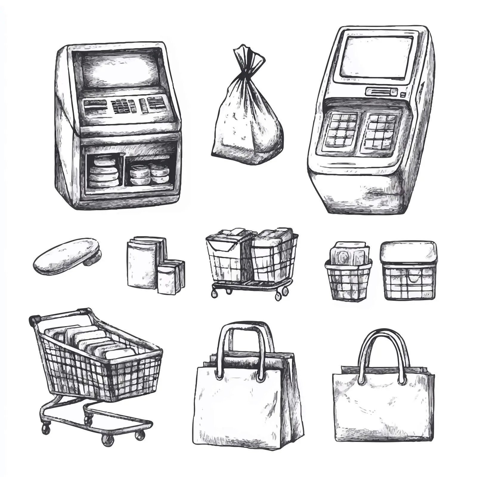 Hand-Drawn Supermarket Element Sketches Collection — free download from Dotvec
