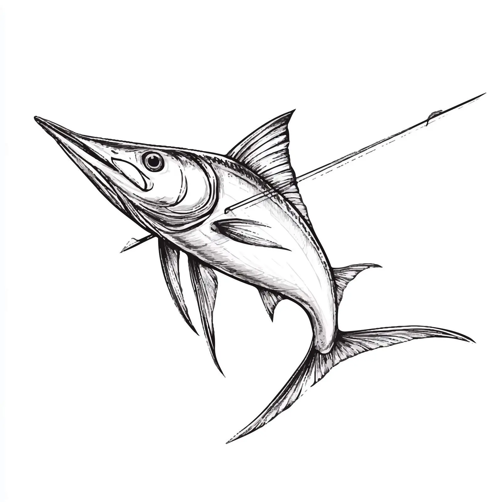 Hand Drawn Swordfish Sketch on White Background — free download from Dotvec