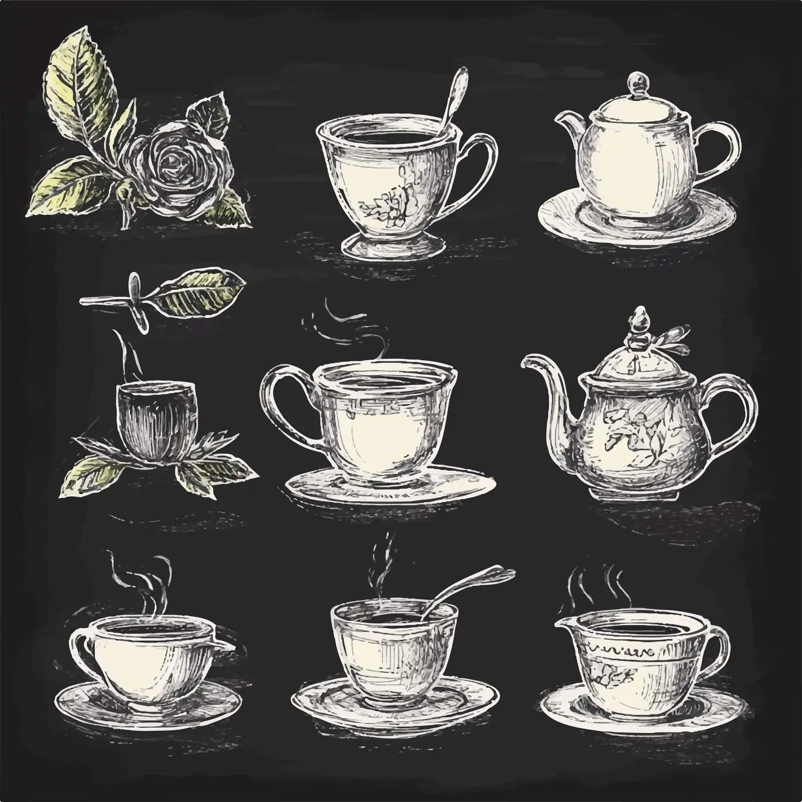 Hand Drawn Tea Set Sketch Collection — free download from Dotvec