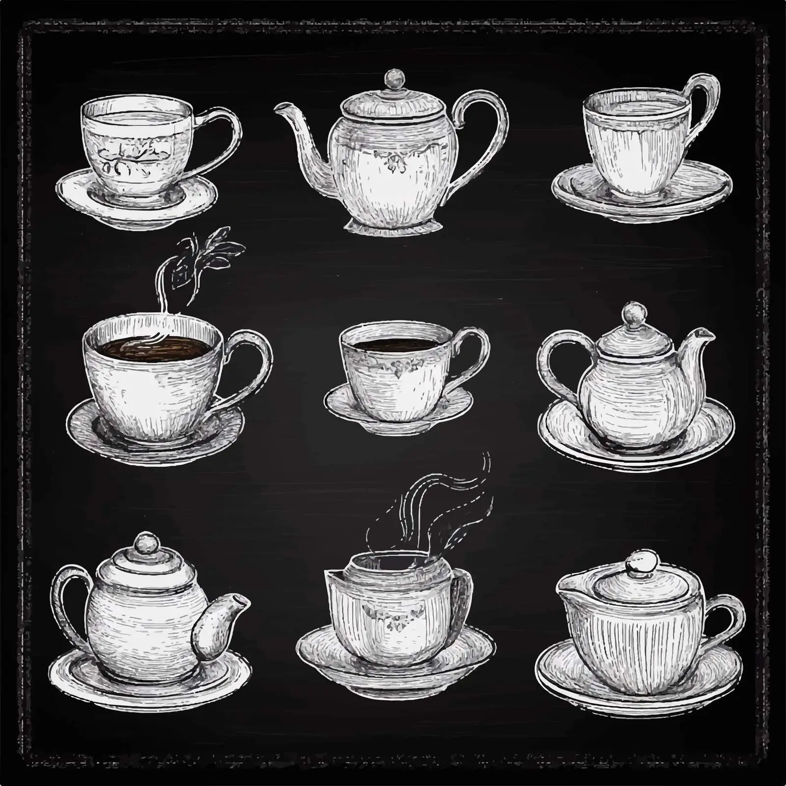 Hand Drawn Tea Set Sketch Collection — free download from Dotvec