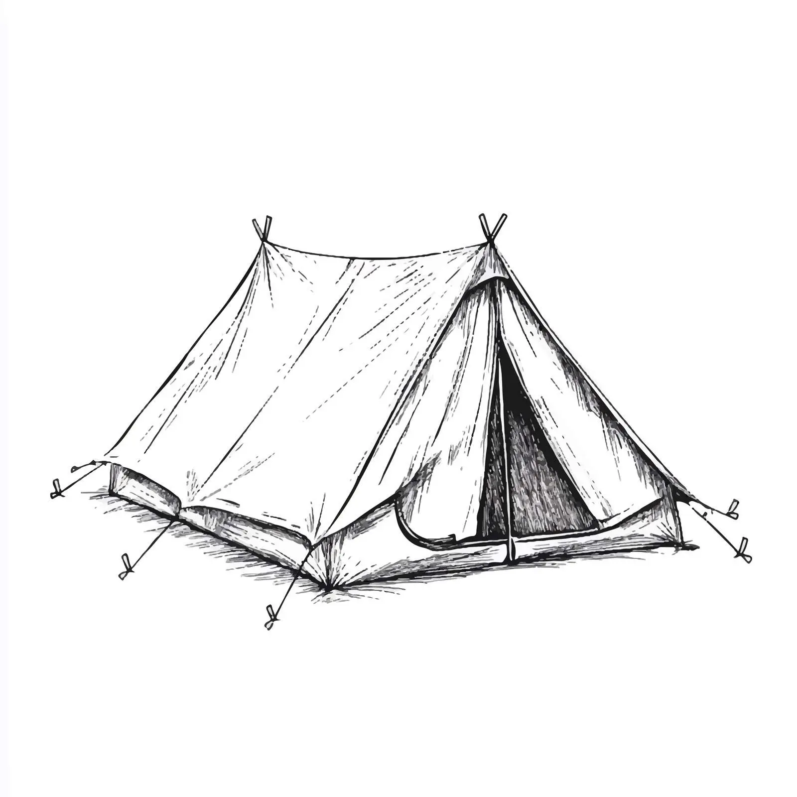 Hand Drawn Tent Sketch Icon on White Background — free download from Dotvec