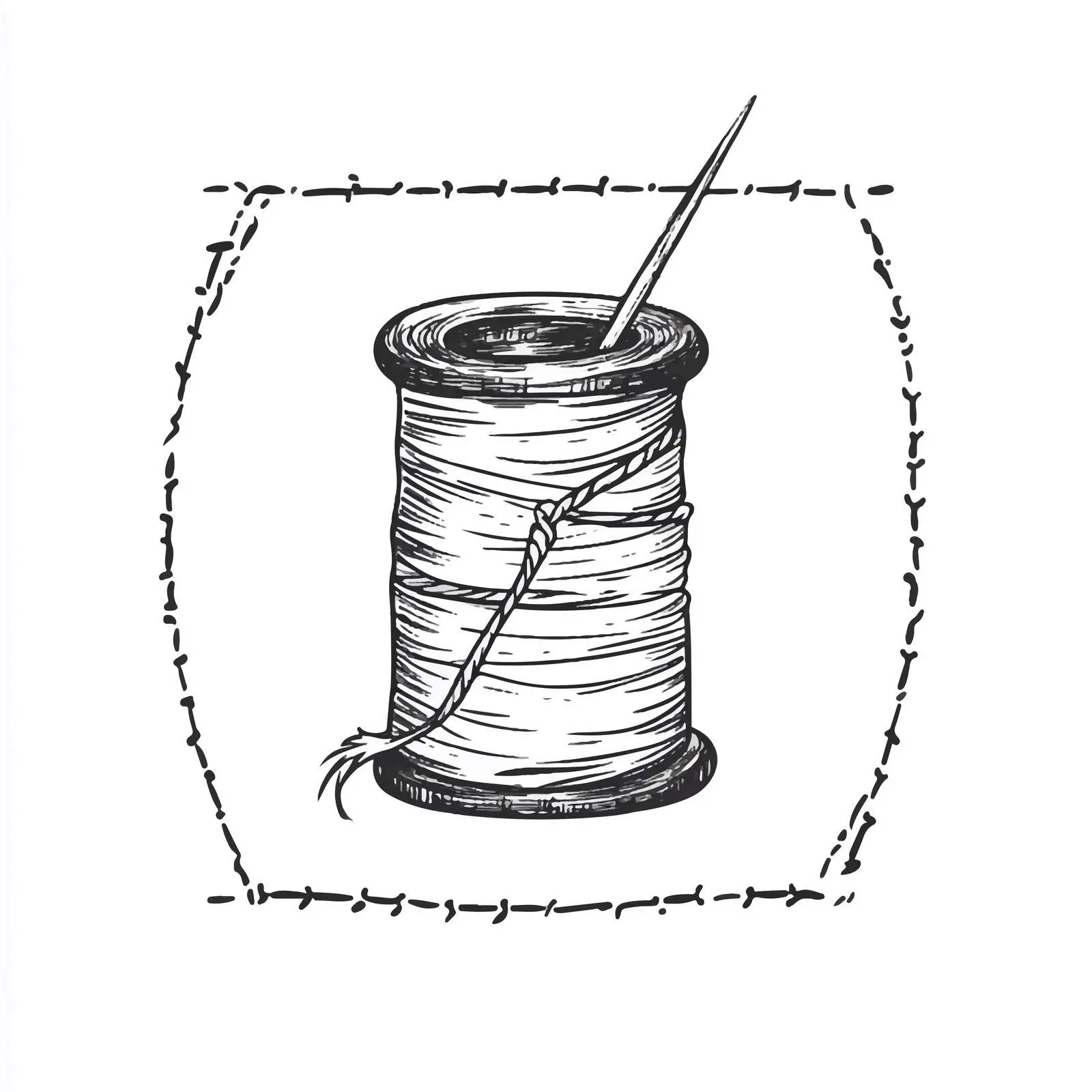 Hand-Drawn Needle and Thread Sketch Symbol — free download from Dotvec