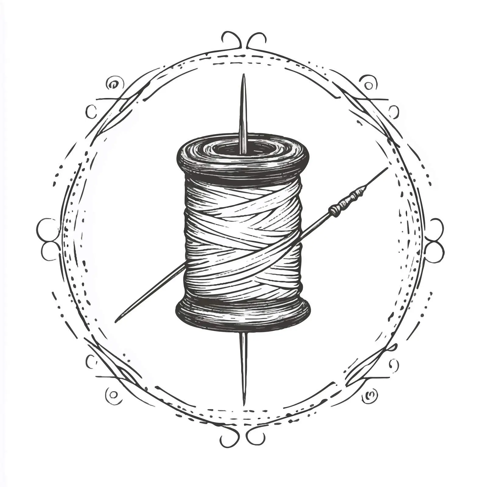 Hand Drawn Needle and Thread Sketch Illustration — free download from Dotvec