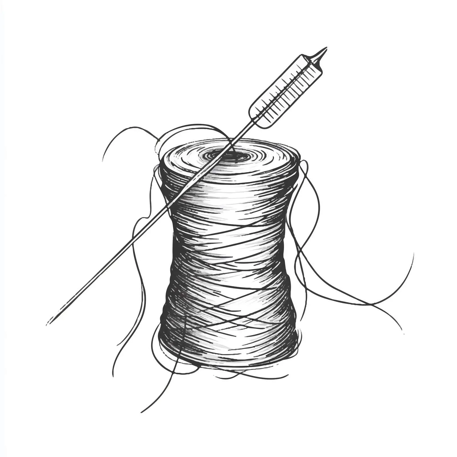 Hand Drawn Needle and Thread Sketch Vector — free download from Dotvec