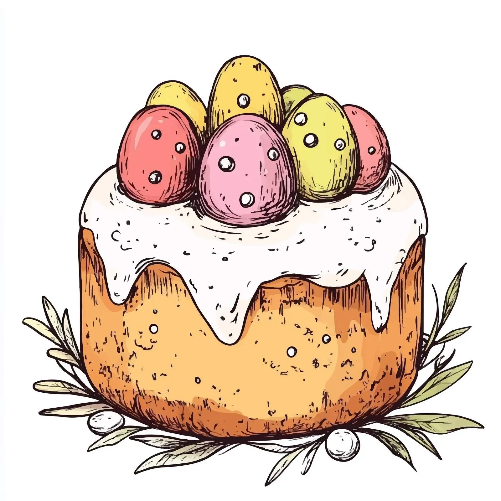 Hand Drawn Traditional Easter Cake with Topping — free download from Dotvec
