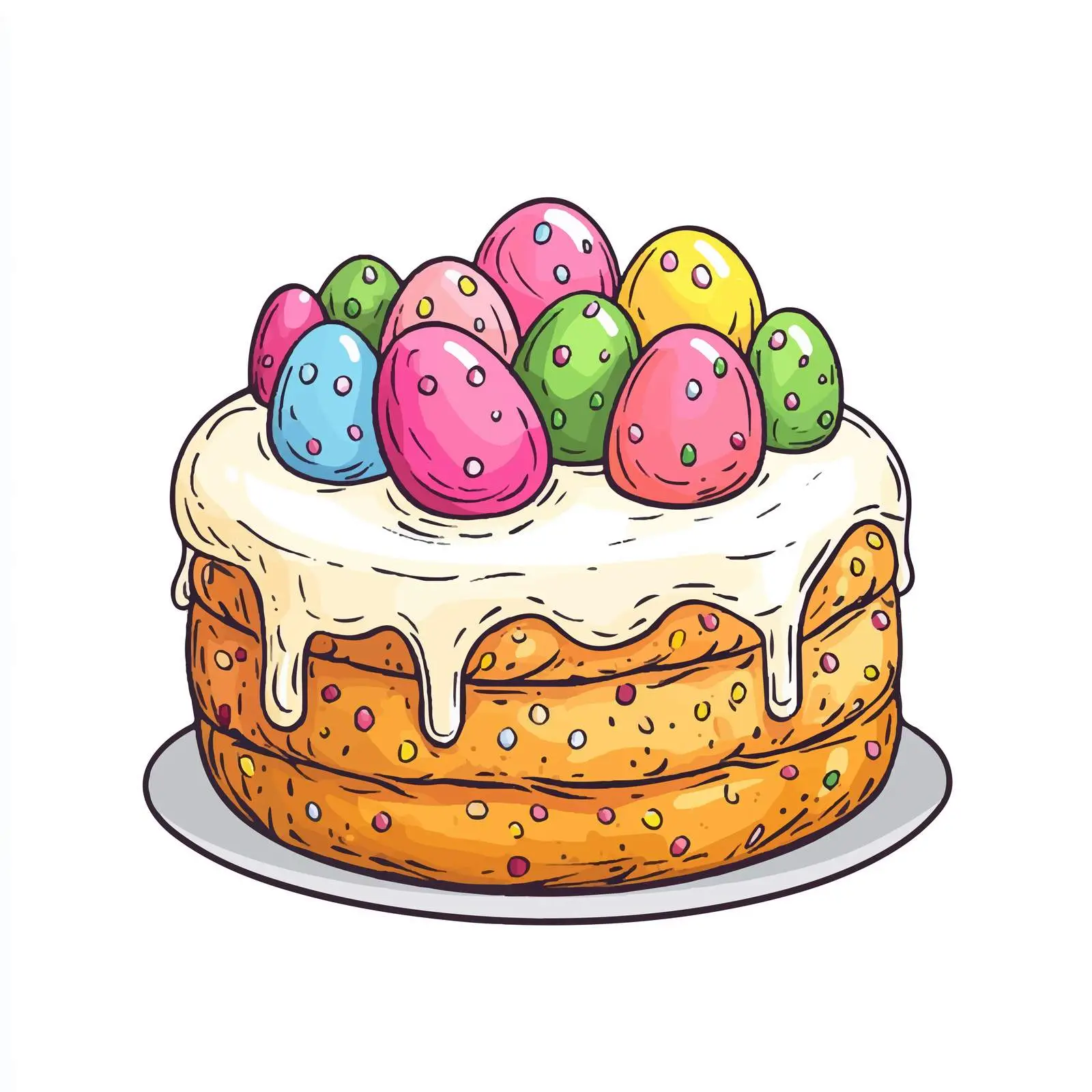 Hand-Drawn Traditional Easter Cake Sketch — free download from Dotvec