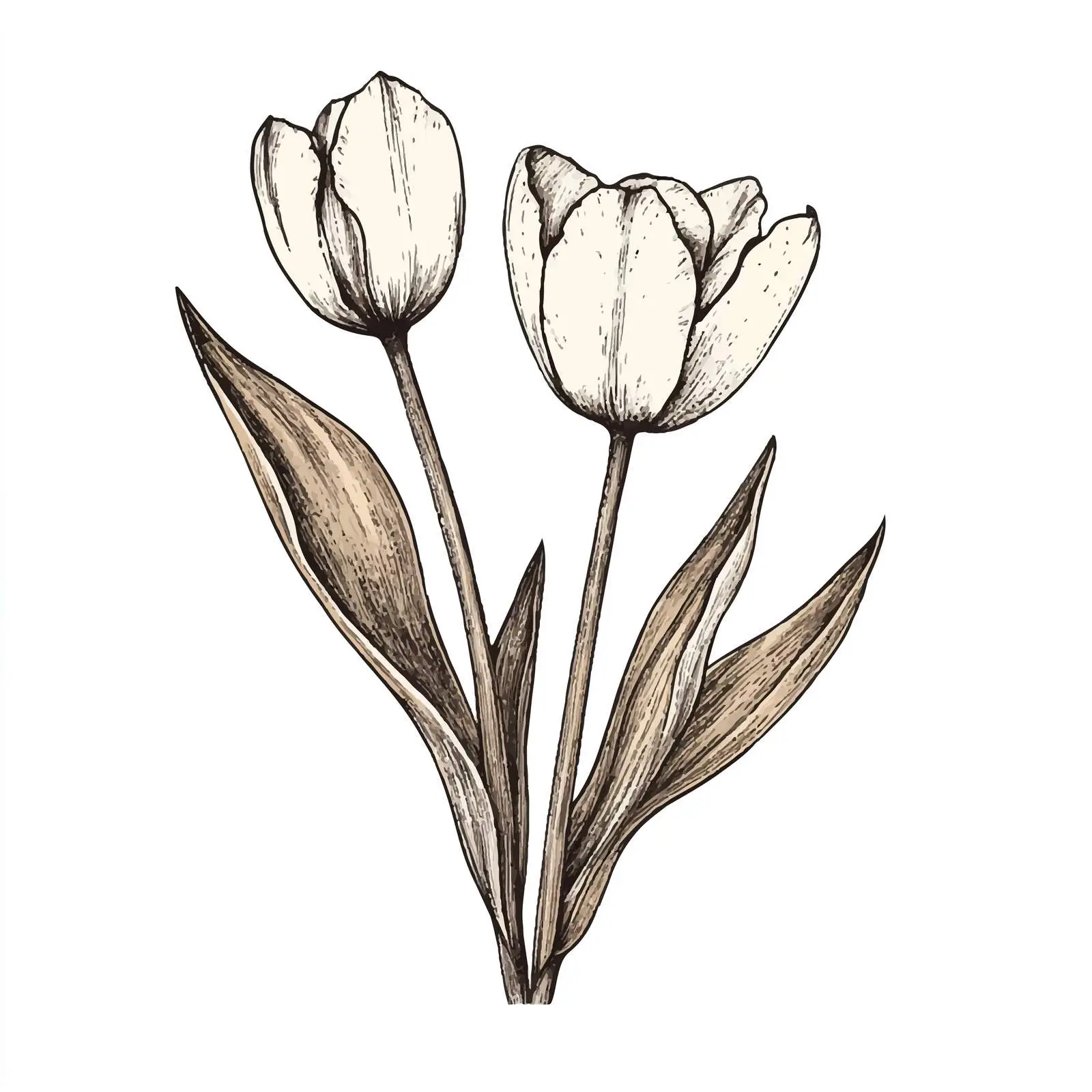 Hand Drawn Tulip Sketch on White Background — free download from Dotvec