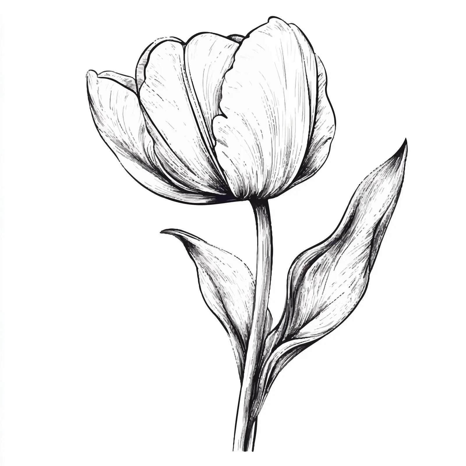 Hand-Drawn Tulip Illustration on White Background — free download from Dotvec