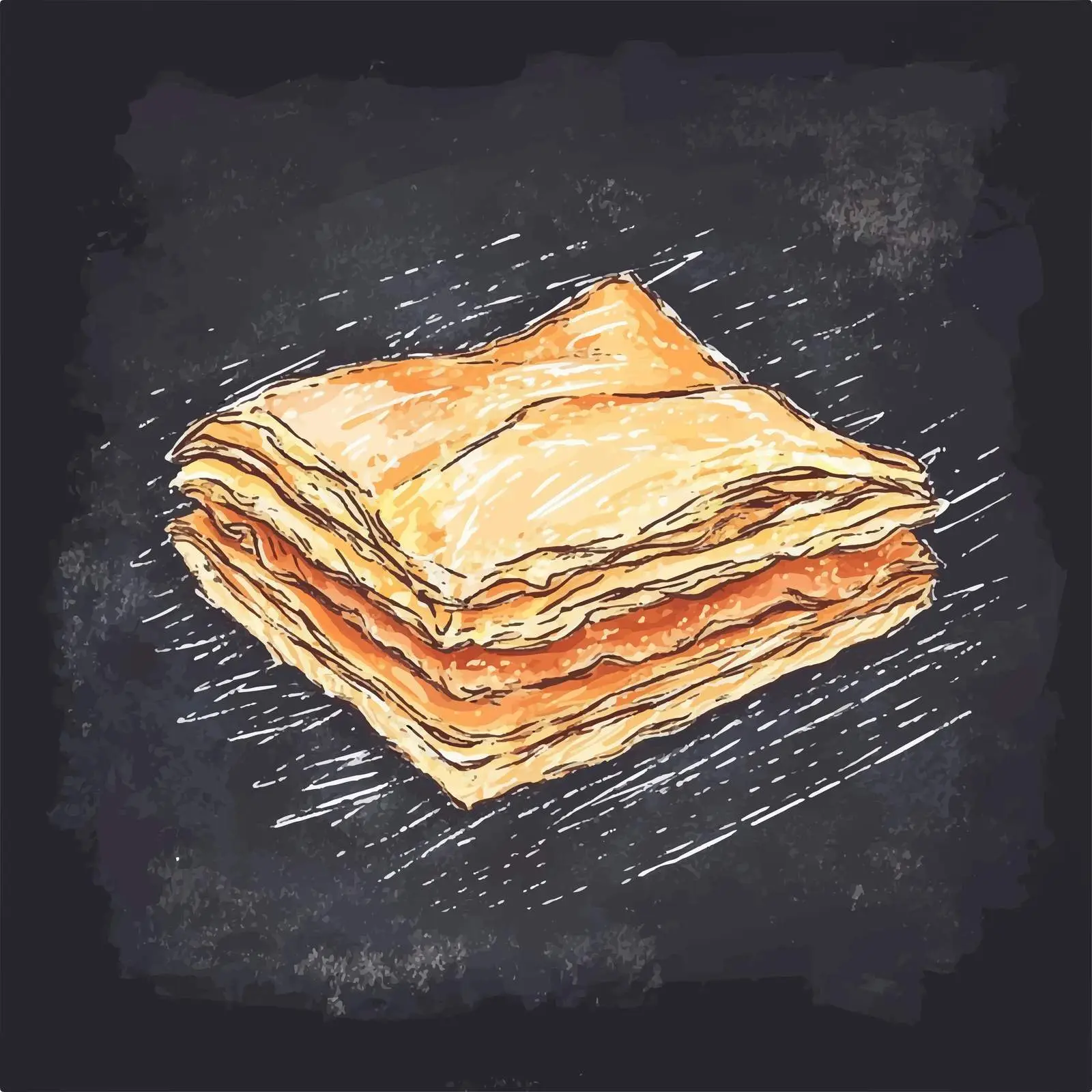 Hand Drawn Turkish Baklava Sketch on Chalkboard – free sweet pastry image from Dotvec